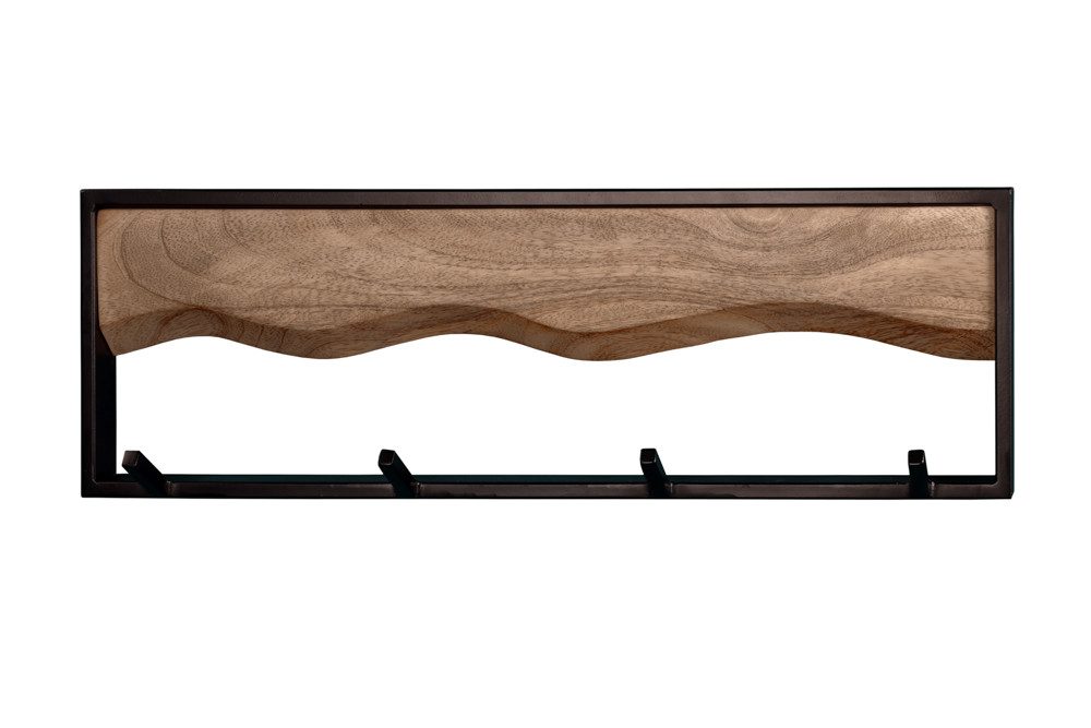riess-ambiente Wandgarderobe AMAZONAS 60cm natur / schwarz (1 St), Flur · Massivholz · Metall · 4 Haken · Industrial