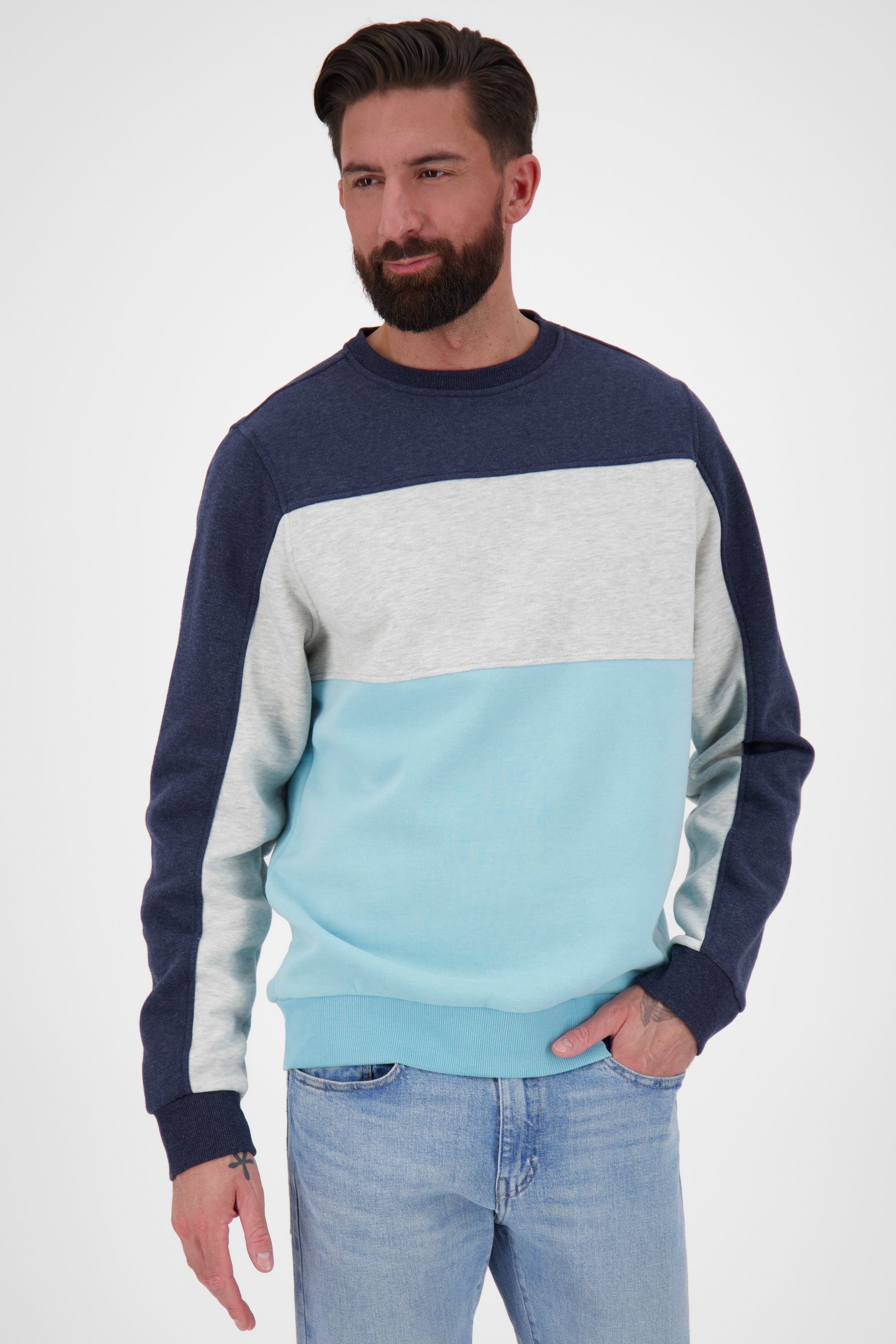 Alife & Herren Sweatshirt Kickin Crewneck Sweatshirt melange A ice VinceAK