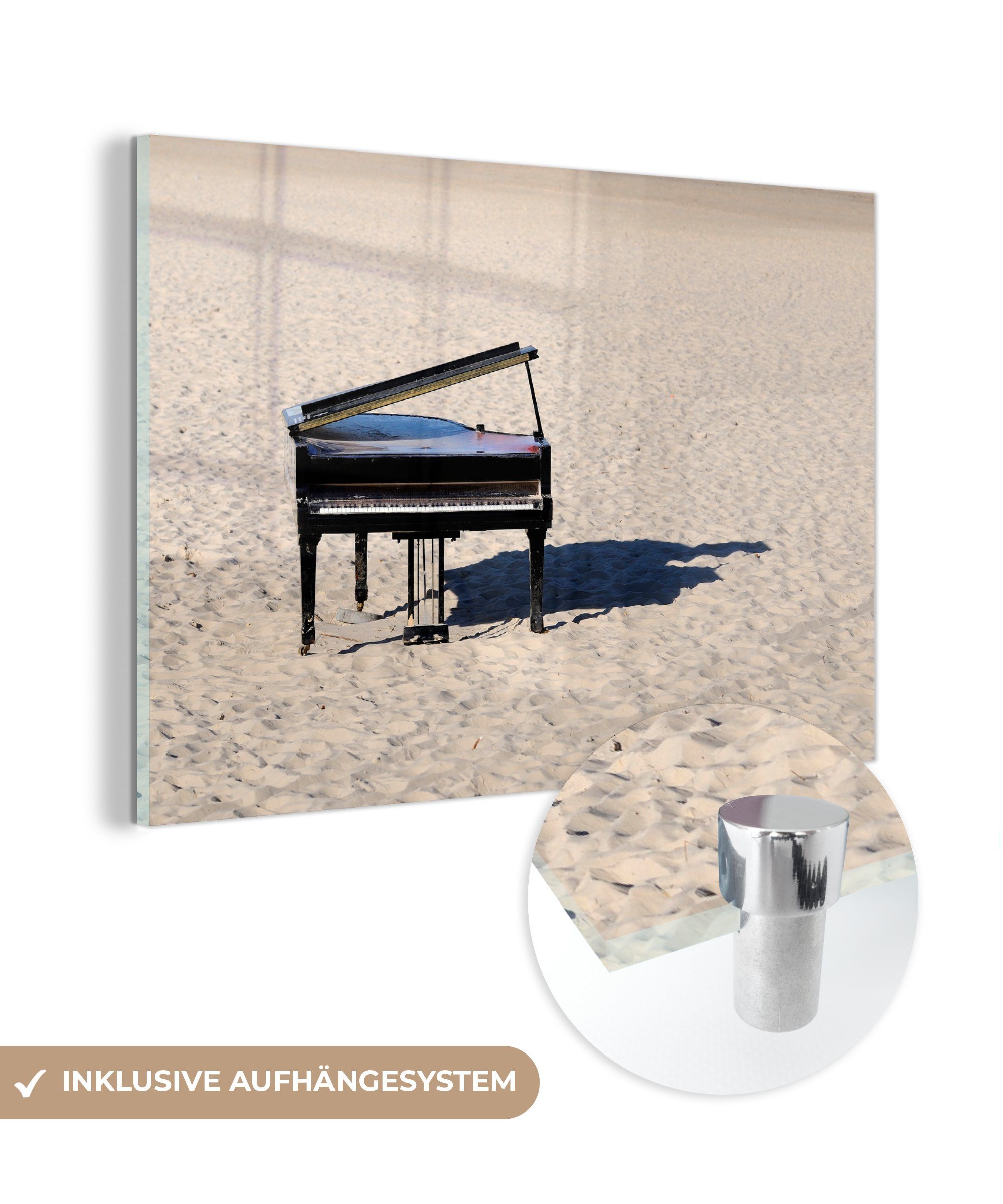 MuchoWow Acrylglasbild Ein Klavier am Strand, (1 St), Acrylglasbilder Wohnzimmer & Schlafzimmer