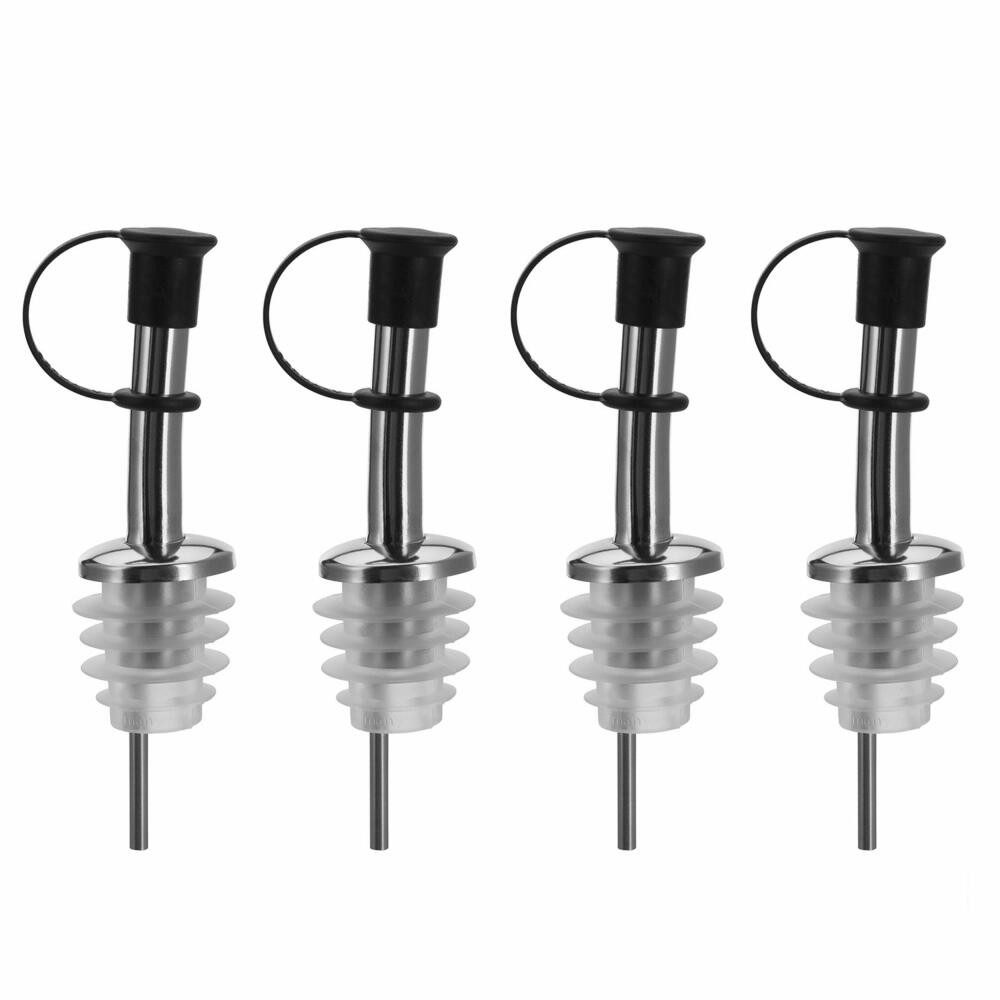 Flaschenausgießer 4 Stück »Inox Standard«, Silikonkorken, Schlaufenkäppchen
