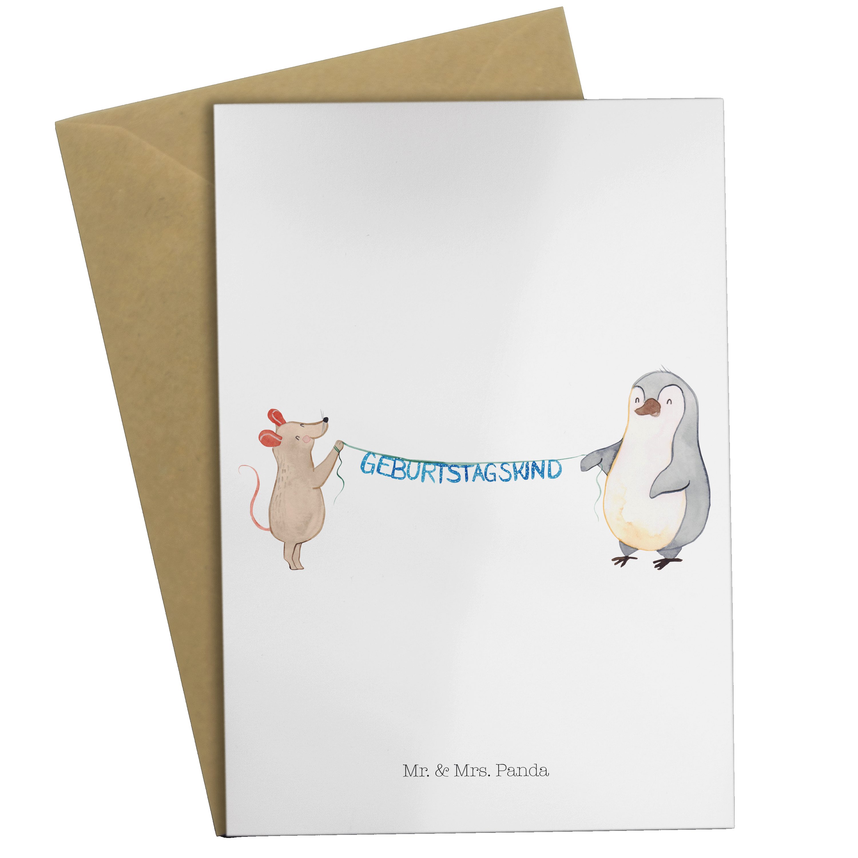 Mr. & Mrs. - - Weiß Pinguin Maus Geburtstag Panda Grußkarte Geschenk, Einladun Glückwunschkarte