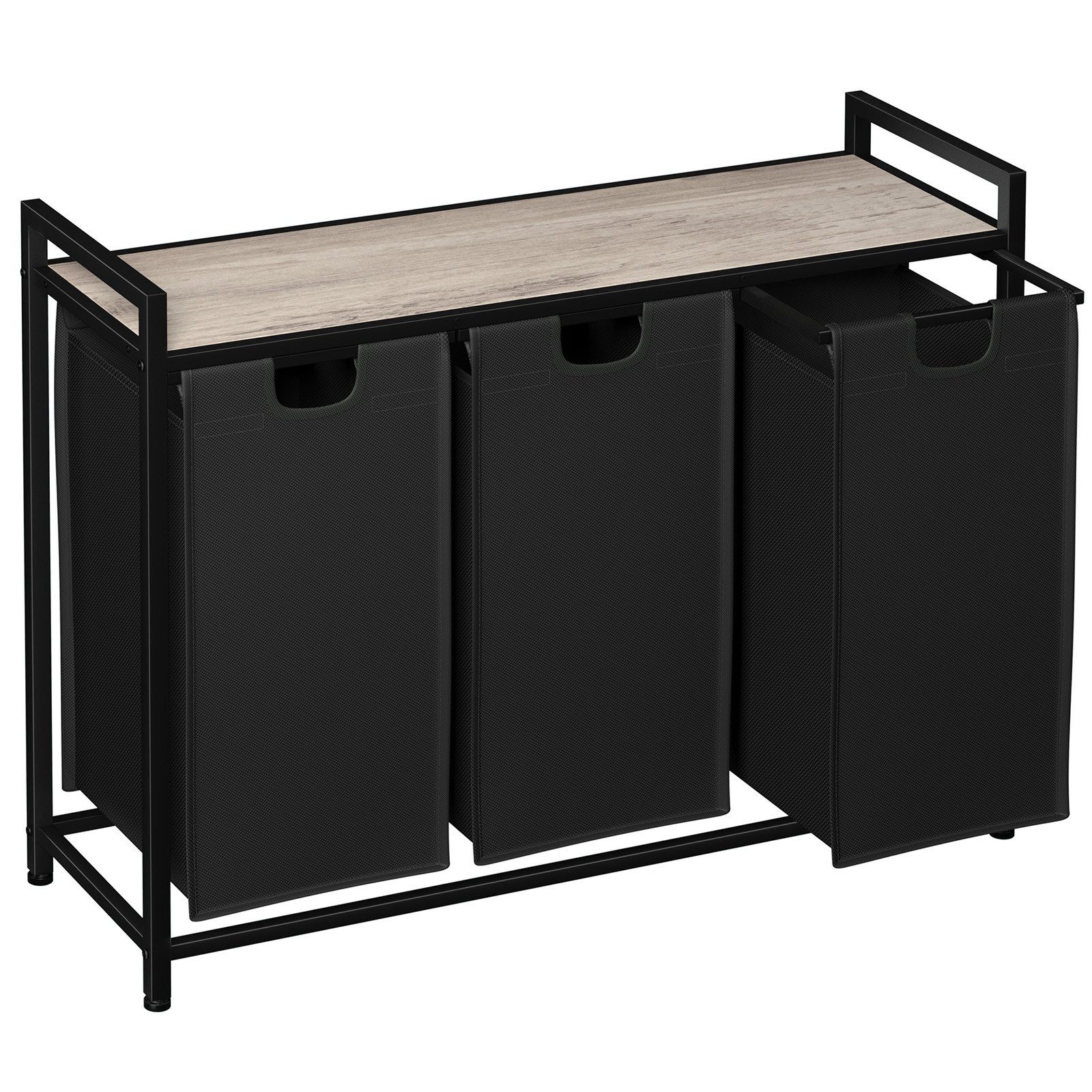 AMHANCIBLE Wäschekorb mit 3 Fächern & oberem Regal, Ausziehbar 3 x 38 Liter (1 St), Maße 92×30×72 cm – Bild 3 von 5
