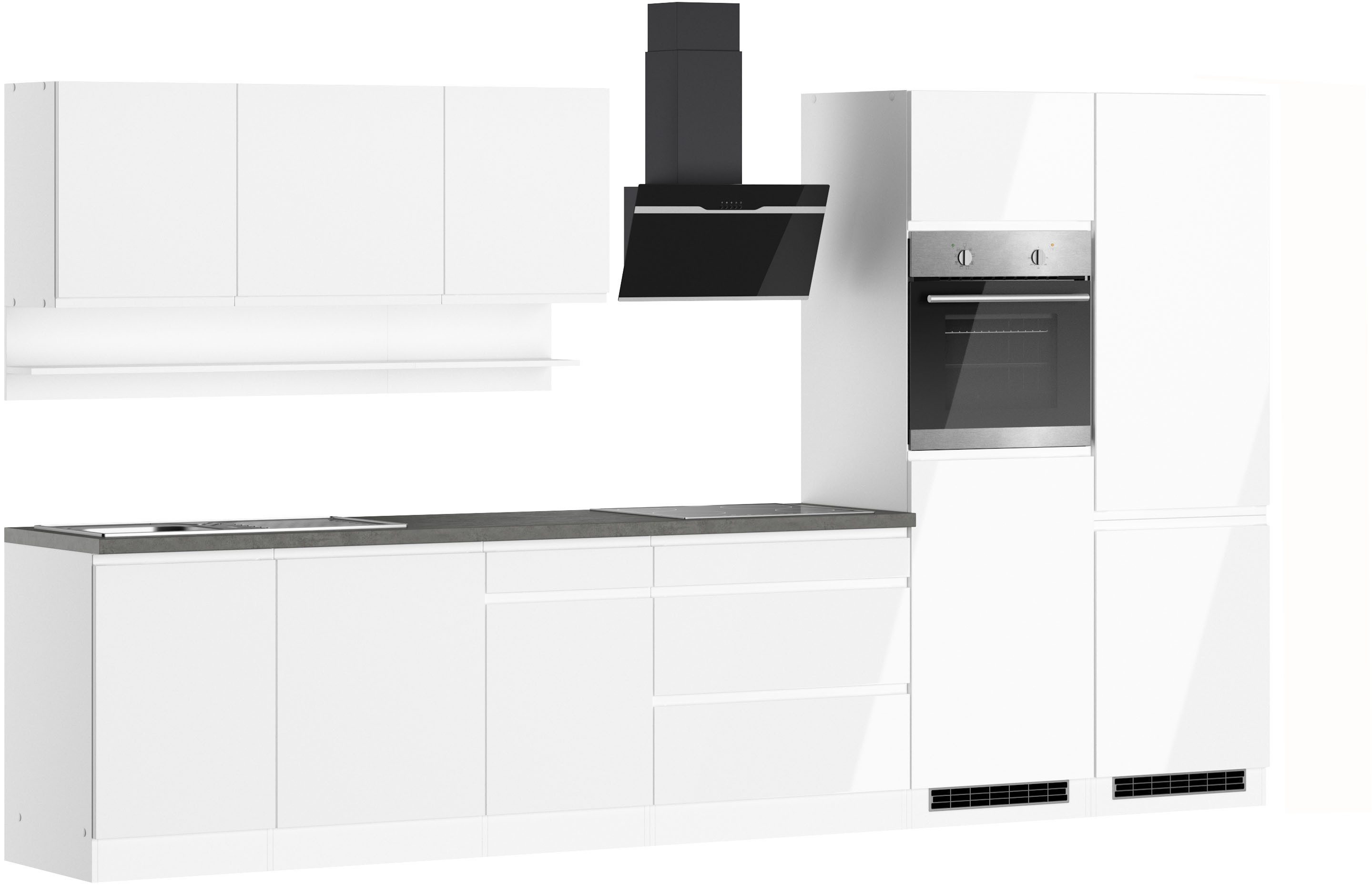 KOCHSTATION Küchenzeile KS-Virginia,neu in verbesserter Ausführung, Breite 360 cm, Softclose, wahlweise mit E-Geräten und Induktion