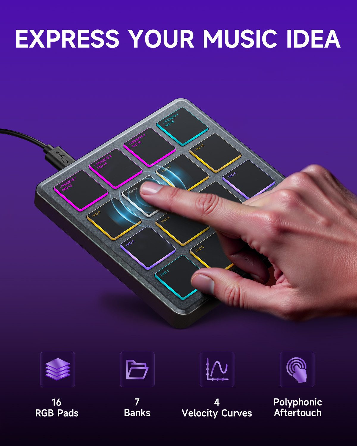 Donner DJ Controller Drahtloser MIDI-Controller + Melodics Cubase Software STARRYPAD MINI