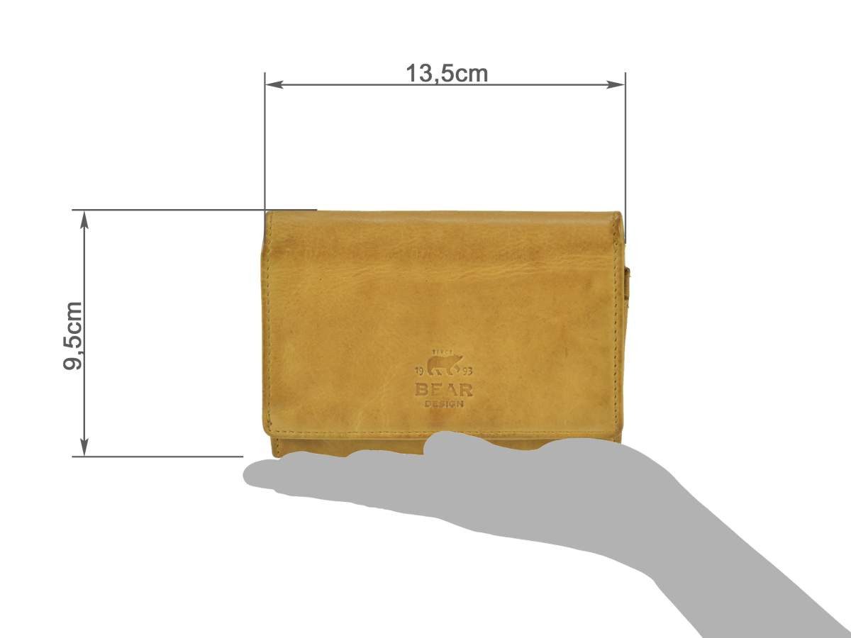 Bear Design Geldbörse Lieke, Damenbörse, Portemonnaie, 9 Kartenfächer, kompakt, gelb