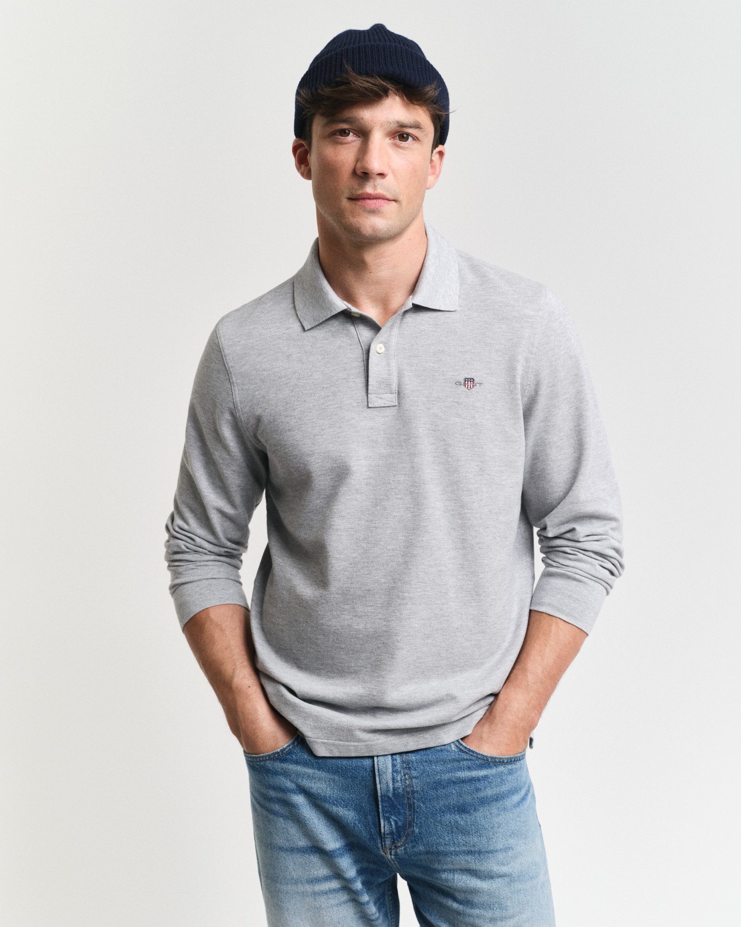 Gant Poloshirt REG SHIELD LS PIQUE RUGGER mit Logotickerei auf der Brust