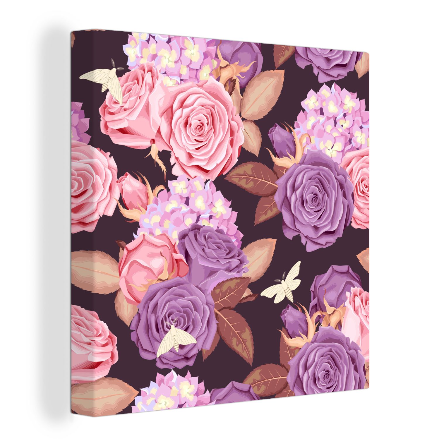 OneMillionCanvasses® - St), Leinwand Schmetterlinge - - für Leinwandbild Blumen Wohnzimmer Bilder (1 Lila, Schlafzimmer Rosa