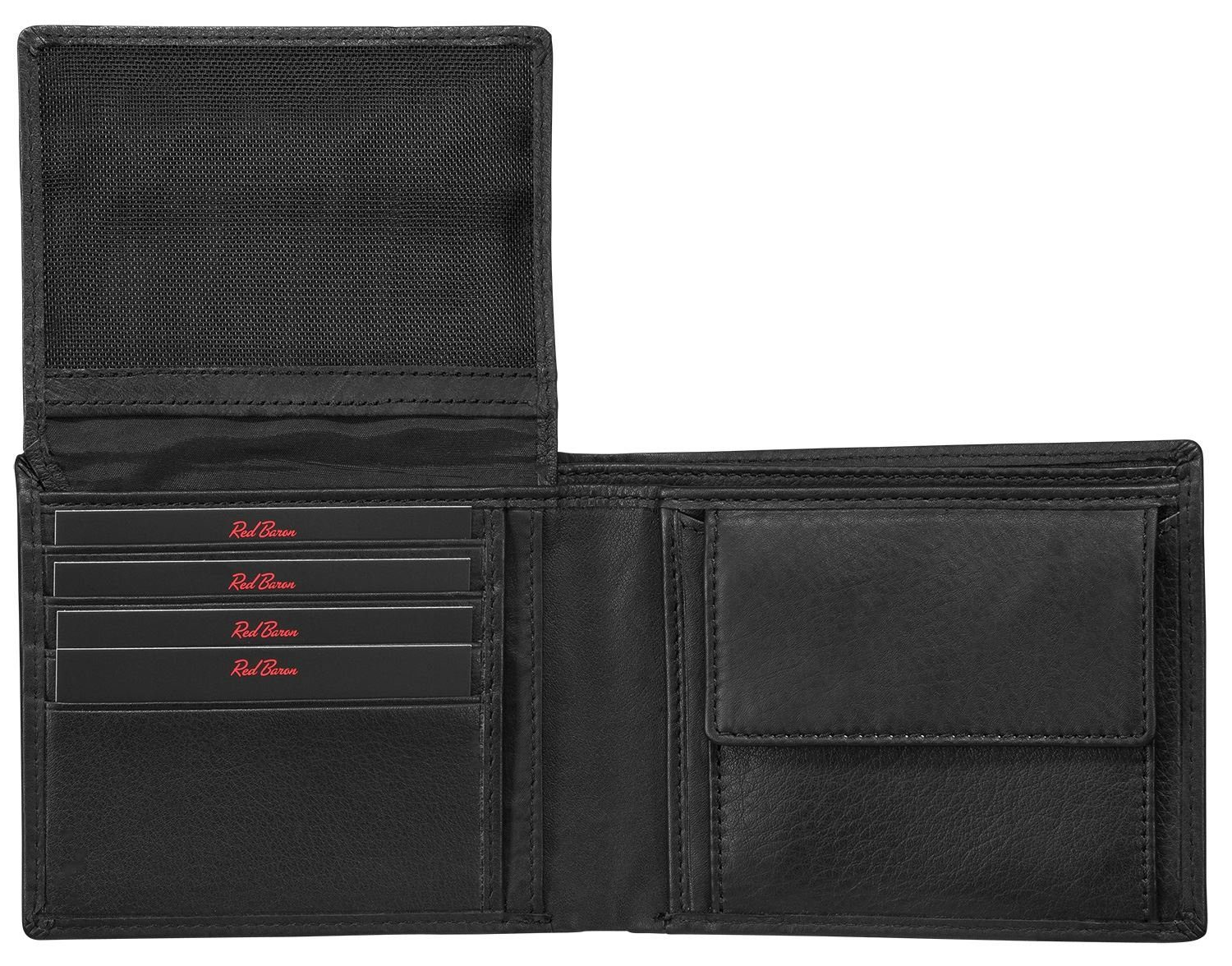 RB-WT-005-01, Kreditkartenfächer, mit Red Baron Geldbörse Münzfach Netzfach, Druckknopf