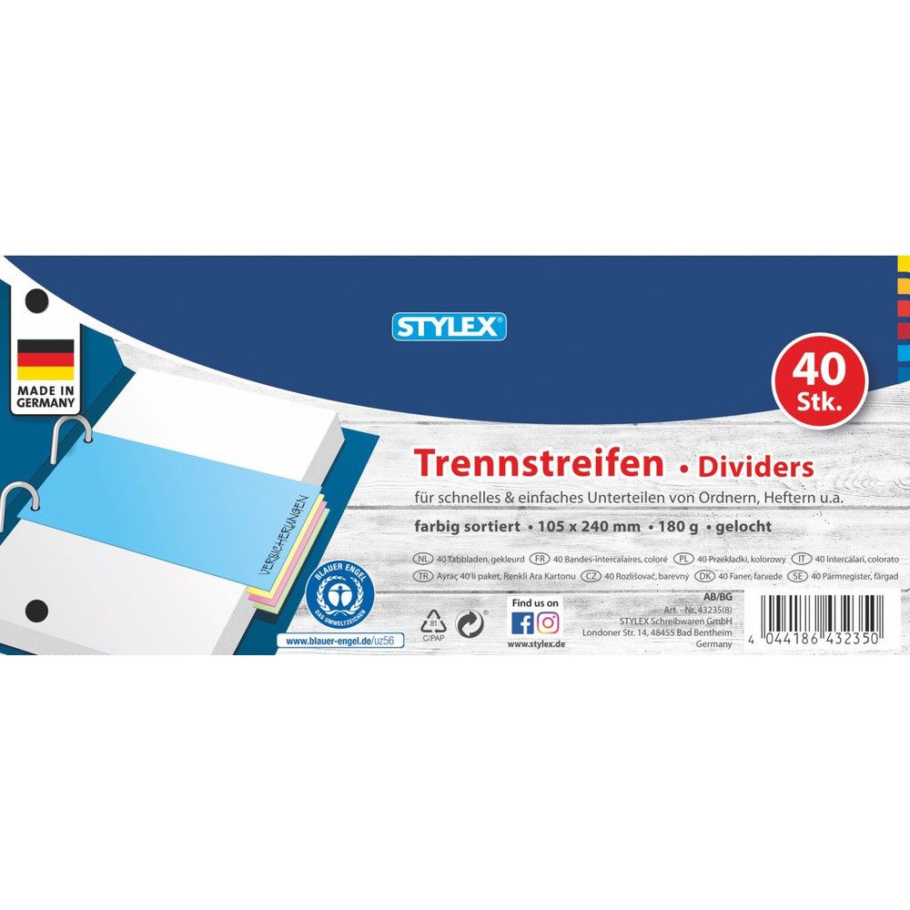 Schulheft 40 Trennstreifen - farbig