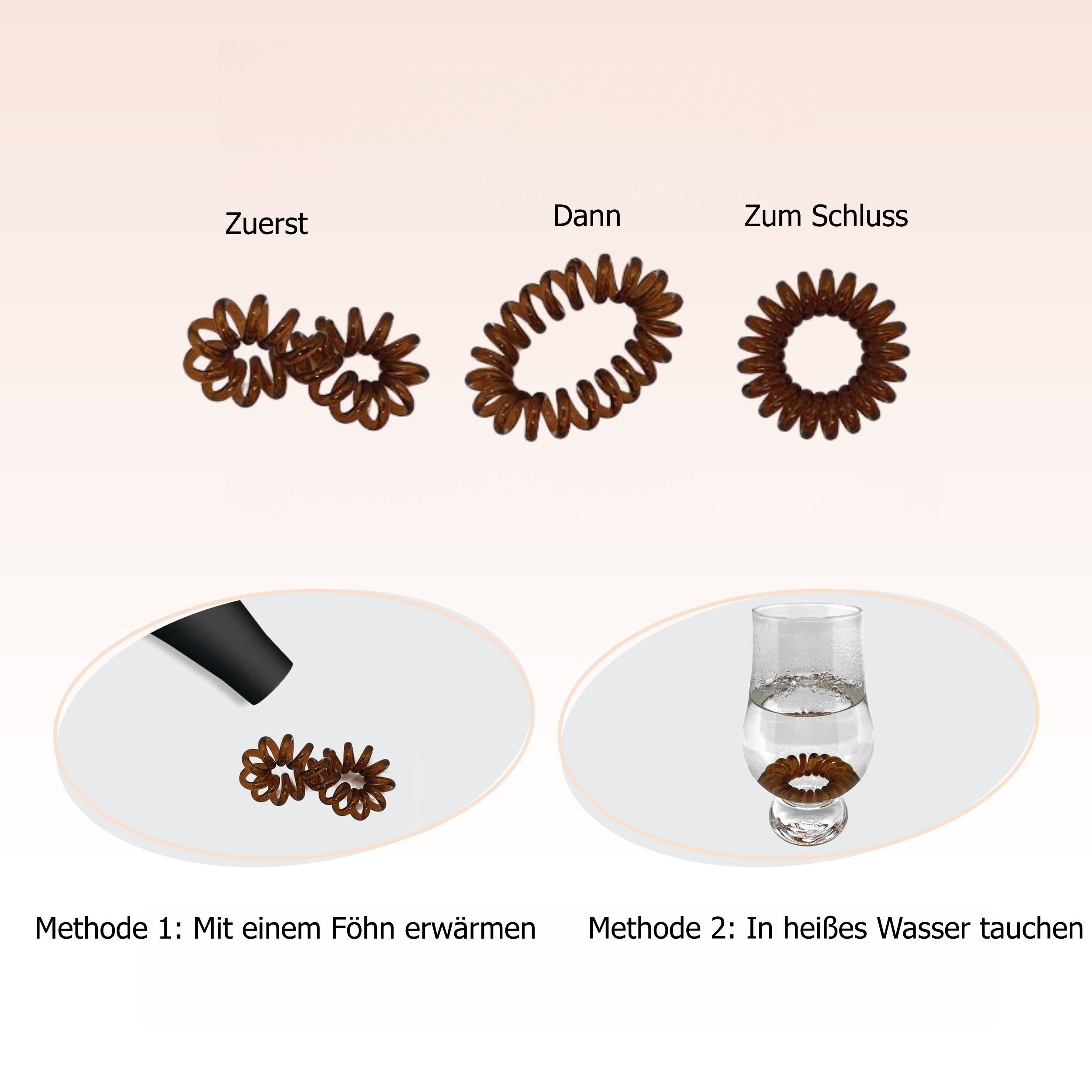 FOUORTUNATE-BEE Haargummi Spiral Haargummis Damen ohne Knick – Telefonkabel Look, 8er Set, Schonende Spiral-Haarbänder für dickes & feines Haar, Zopfhalter