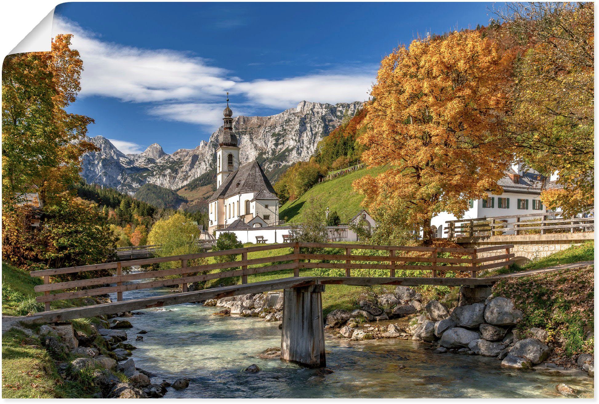 St), Berchtesgadener versch. in Berge Artland Alubild, im & (1 Größen Poster als Herbst Leinwandbild, Wandaufkleber Land, oder Alpenbilder Wandbild
