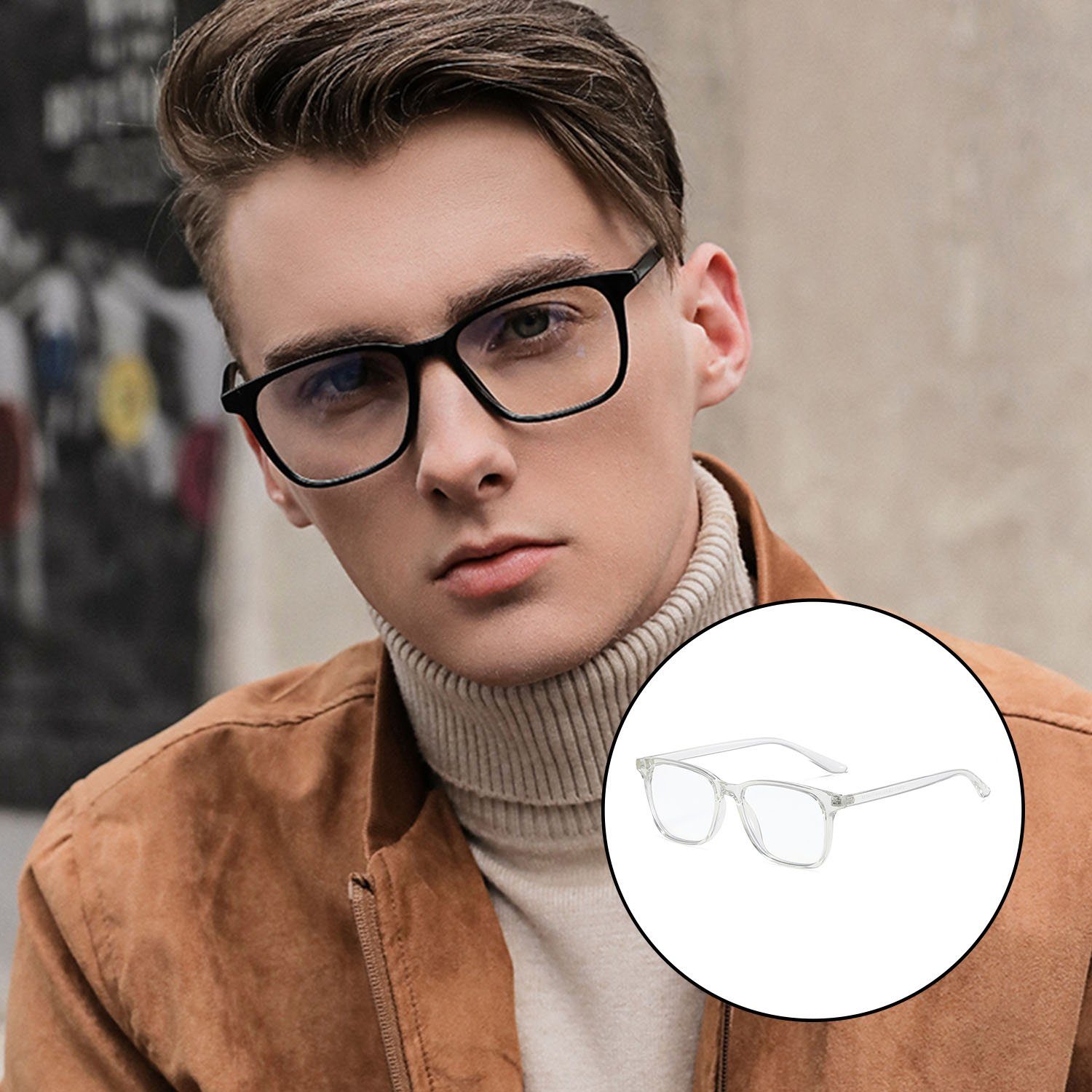 MAGICSHE Lesebrille Retro Blendschutz BlendschutzBlaulicht-Schutzbrillen ohne Sehstärke Transparent