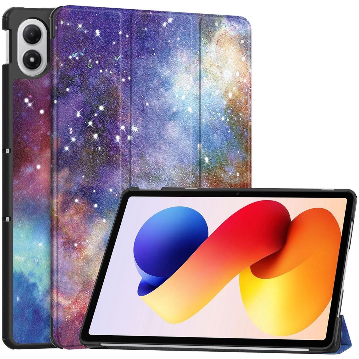 Wigento Tablet-Hülle Für Xiaomi Redmi Pad 2 Pro 12.1" 3folt Wake UP Smart Hülle Milchstraße, Milchstraße Design, 3-Fold Standfunktion