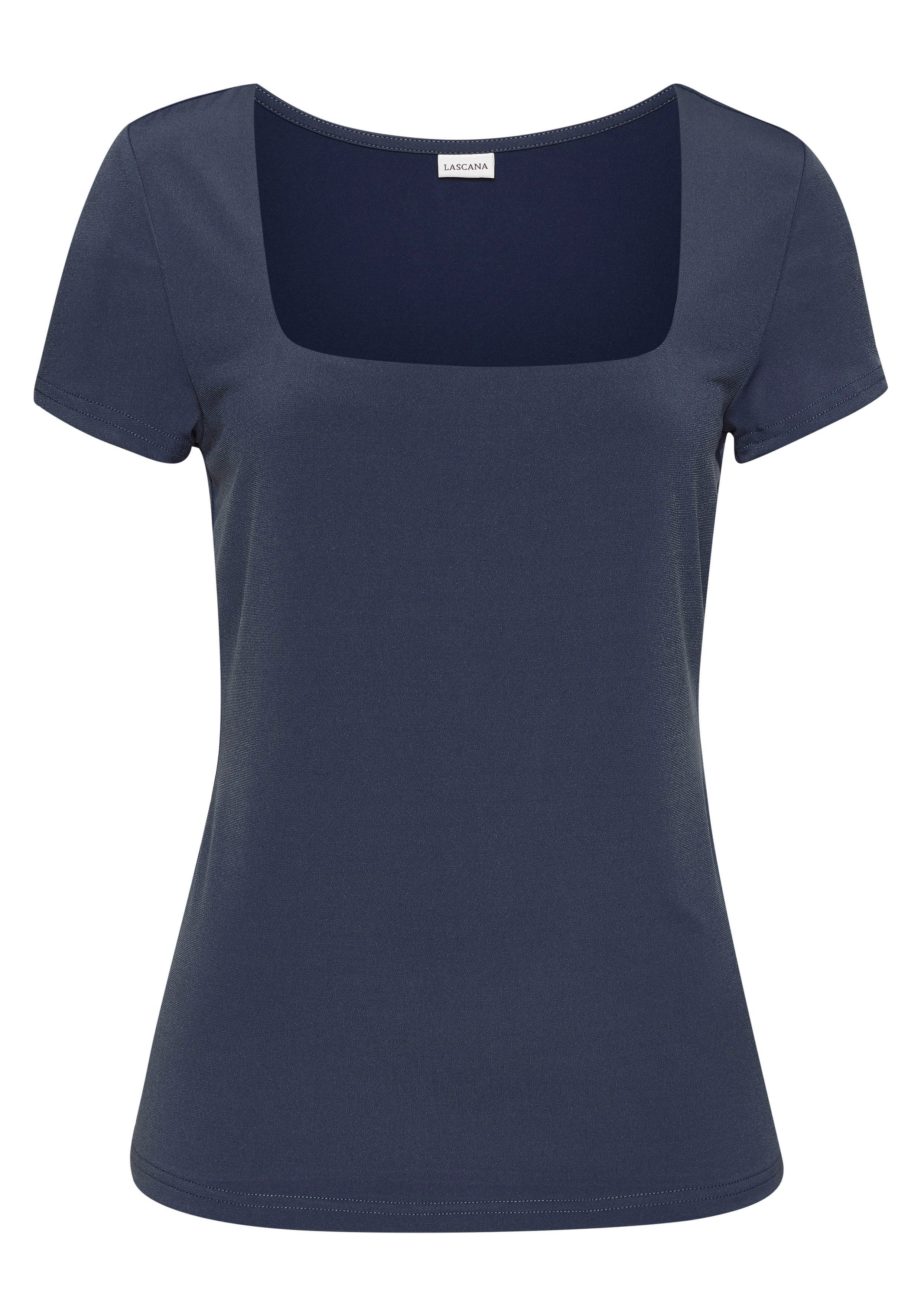 LASCANA T-Shirt aus bügelfreiem Material, elegantes Kurzarmshirt, doppellagig. € 29,99