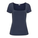 LASCANA T-Shirt aus bügelfreiem Material, elegantes Kurzarmshirt, doppellagig