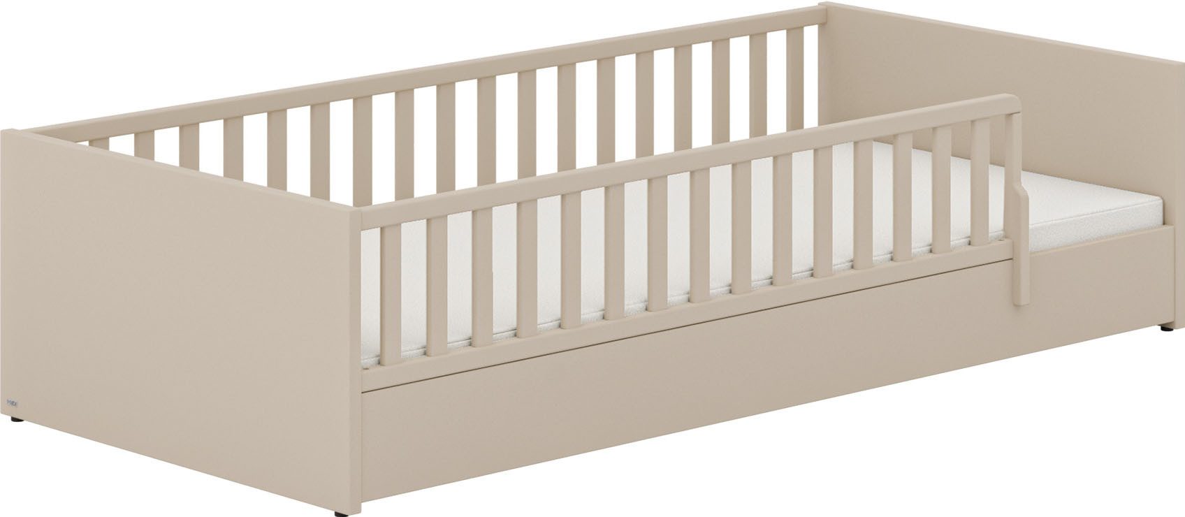 PAIDI Kinderbett LITTLE FLO, vom Baby bis zum Teeni, in mehreren Farben und Breiten (Breite/Länge: 90x200cm + 120X200cm +140x200cm), umbaubar zum Kinder- oder Jugendbett, Bodenbett auch als Sofa nutzbar