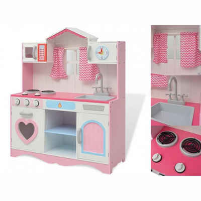 vidaXL Kinder-Küchenset Kinderküche Mädchen Spielzeugküche Herd Kühlschrank Holz 8230100 cm Ro