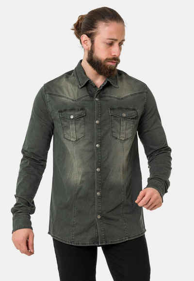 Cipo & Baxx Jeanshemd mit Button Down-Knöpfen