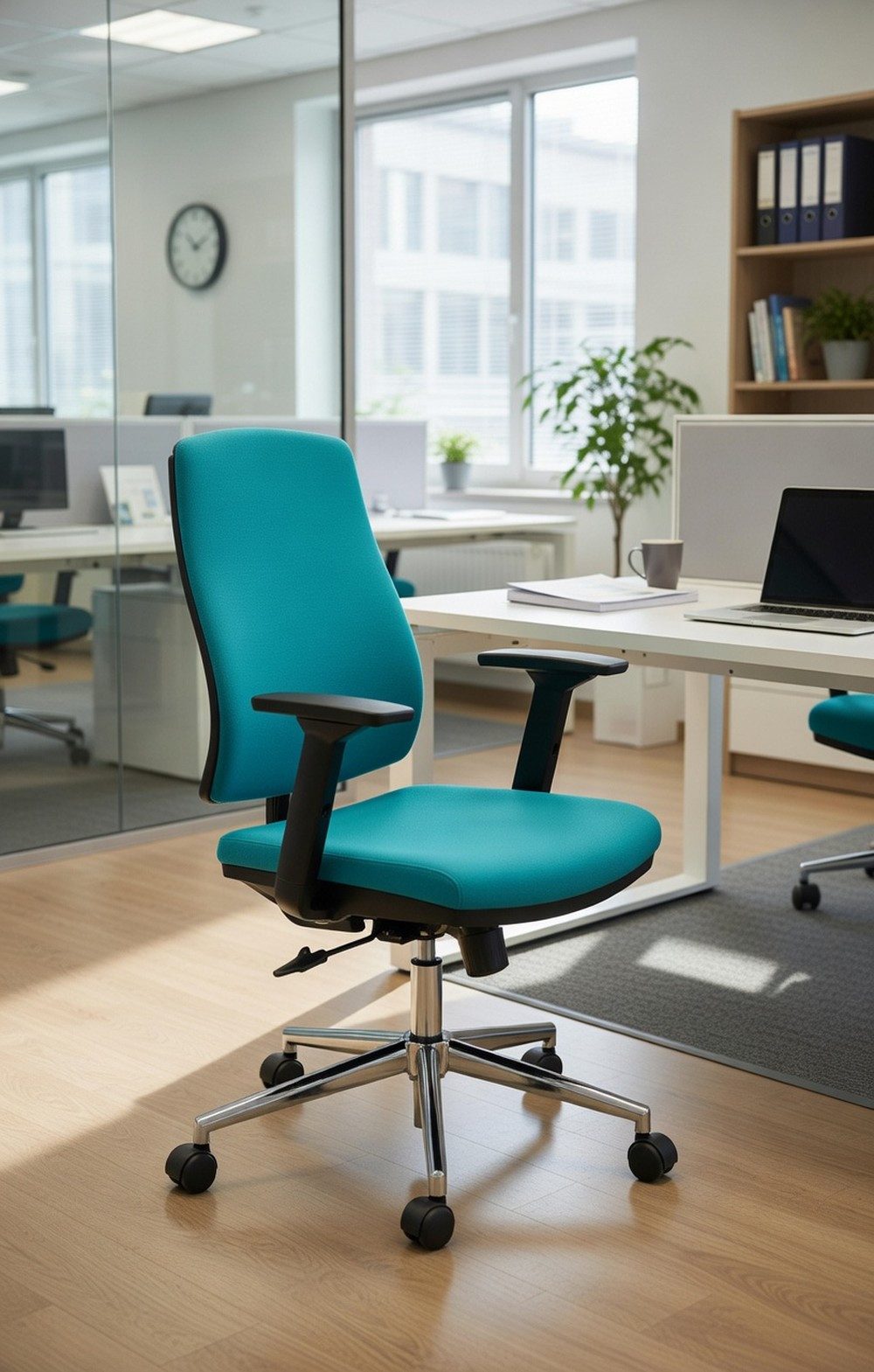 Xlmoebel Bürostuhl Stylischer Bürosessel in Türkis mit Kunststoffeinsatz und, Made in Europa