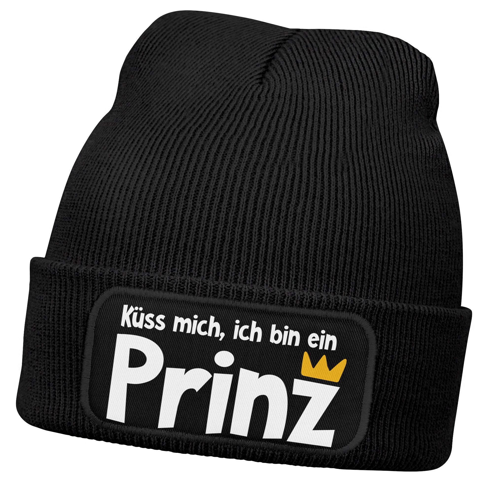 Strickmütze Herren Beanie Patch Fasching Karneval Mütze mit Spruch Lustig