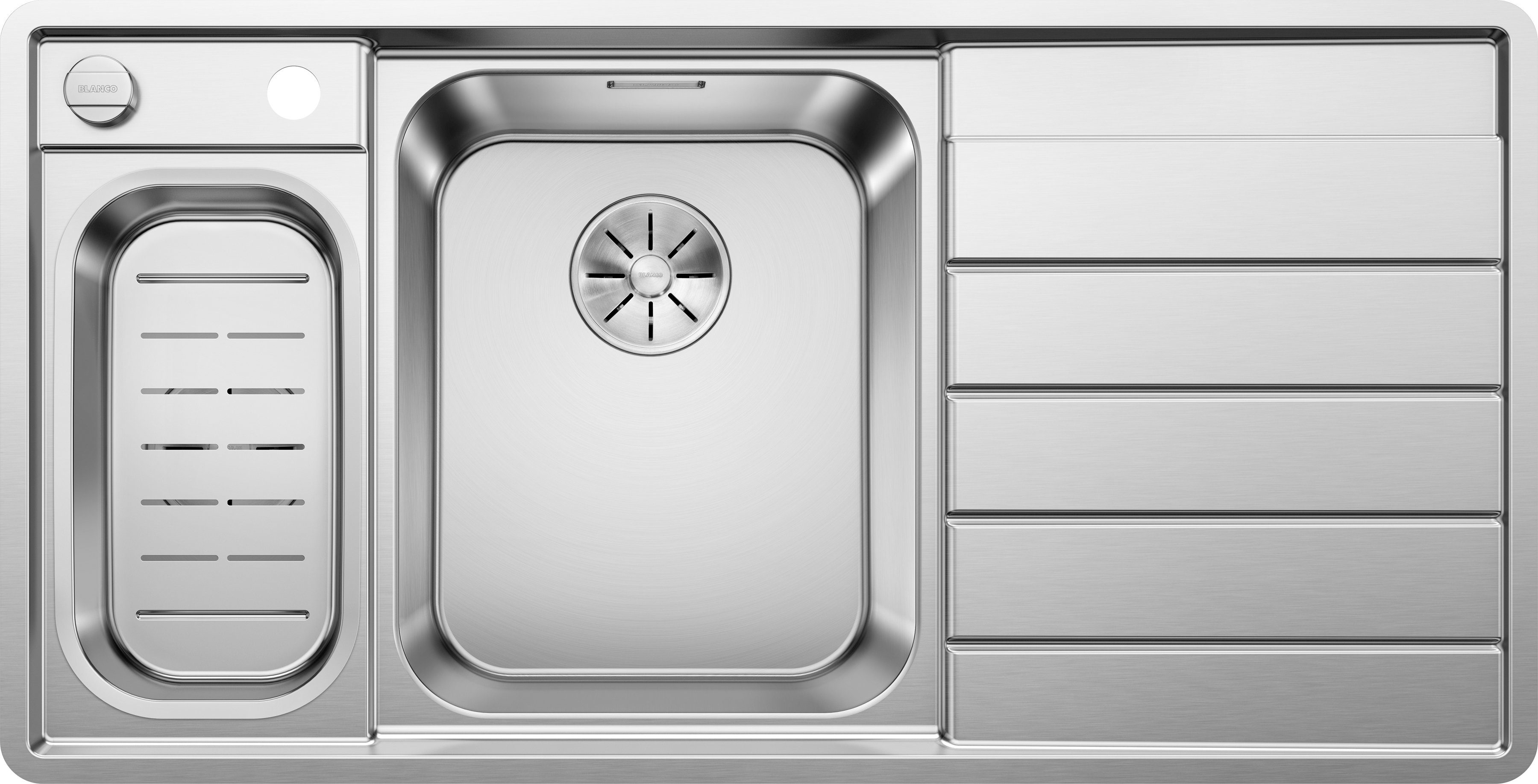 Blanco Küchenspüle AXIS III 6 S-IF, rechteckig, mit Glasschneidebrett und Edelstahlschale | Spülbecken