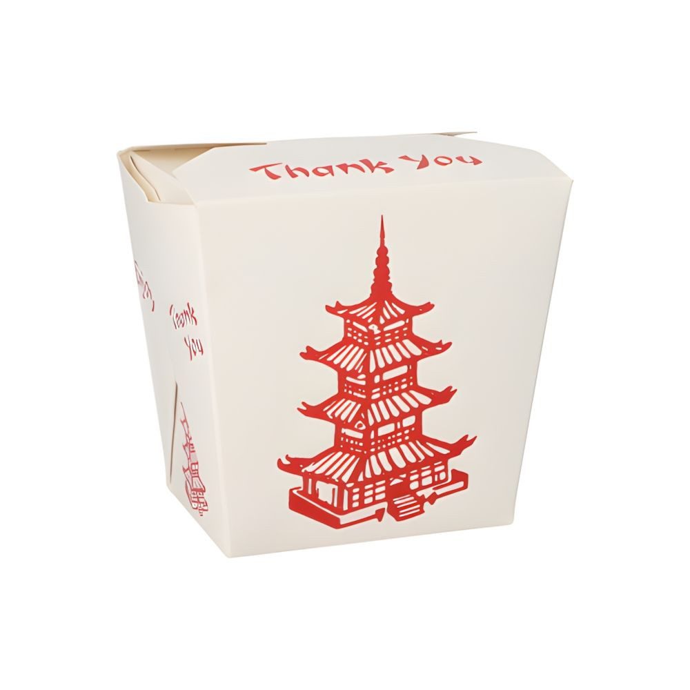 PAPSTAR Einweggeschirr-Set Snackboxen ASIA eckig 950 ml 11 cm x 8,8 cm x 6,7 cm Temple 500 Stk, Pappe, beschichtet