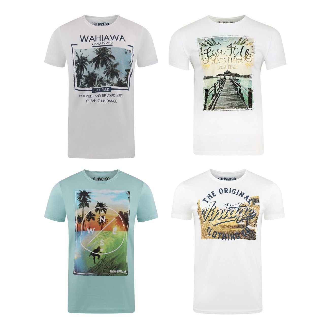 riverso Tshirt Herren Set Baumwolle Regular Fit RIVLukas 4er Pack günstig online kaufen
