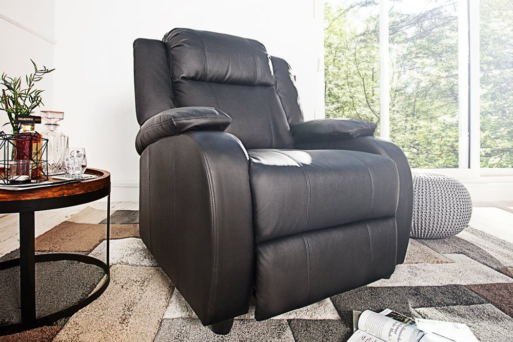 riess-ambiente Relaxsessel HOLLYWOOD · · 1-St), (Einzelartikel, · Liegefunktion Kunstleder schwarz Modern Federkern Wohnzimmer mit ·