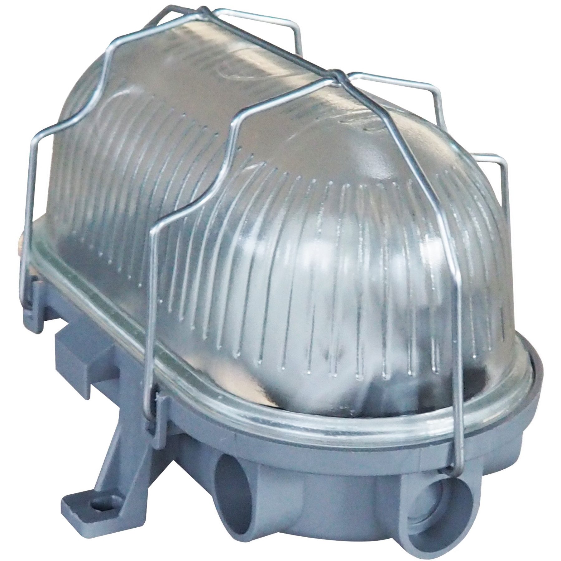 BLULAXA Außen-Wandleuchte BLULAXA Kellerleuchte Basis vari, Metallkorb, Oval, grau, E27, IP44