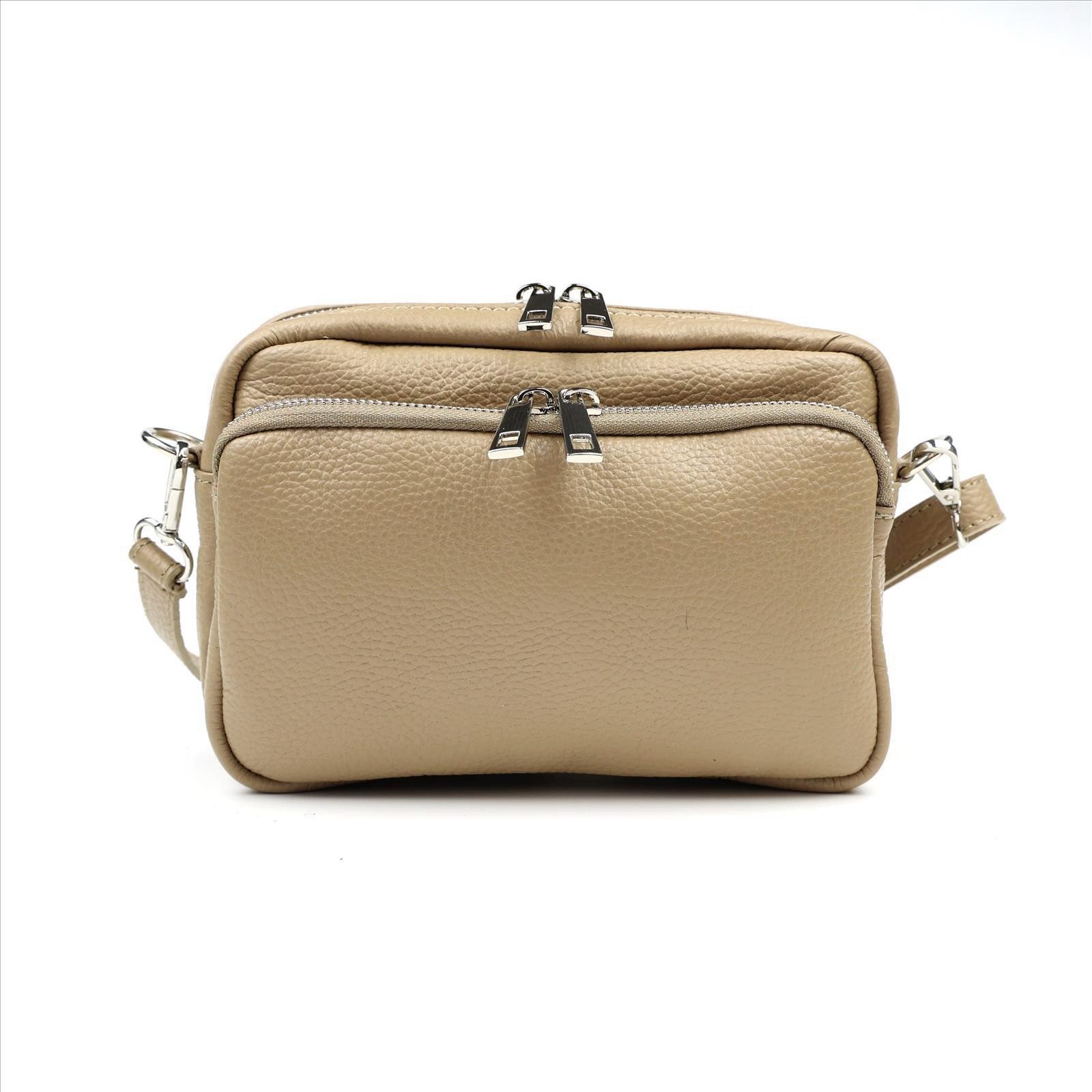 MIRROSI Umhängetasche Damen, Crossbody Bag, Echtleder Made in Italy, 22x16x7cm (BXHXT)