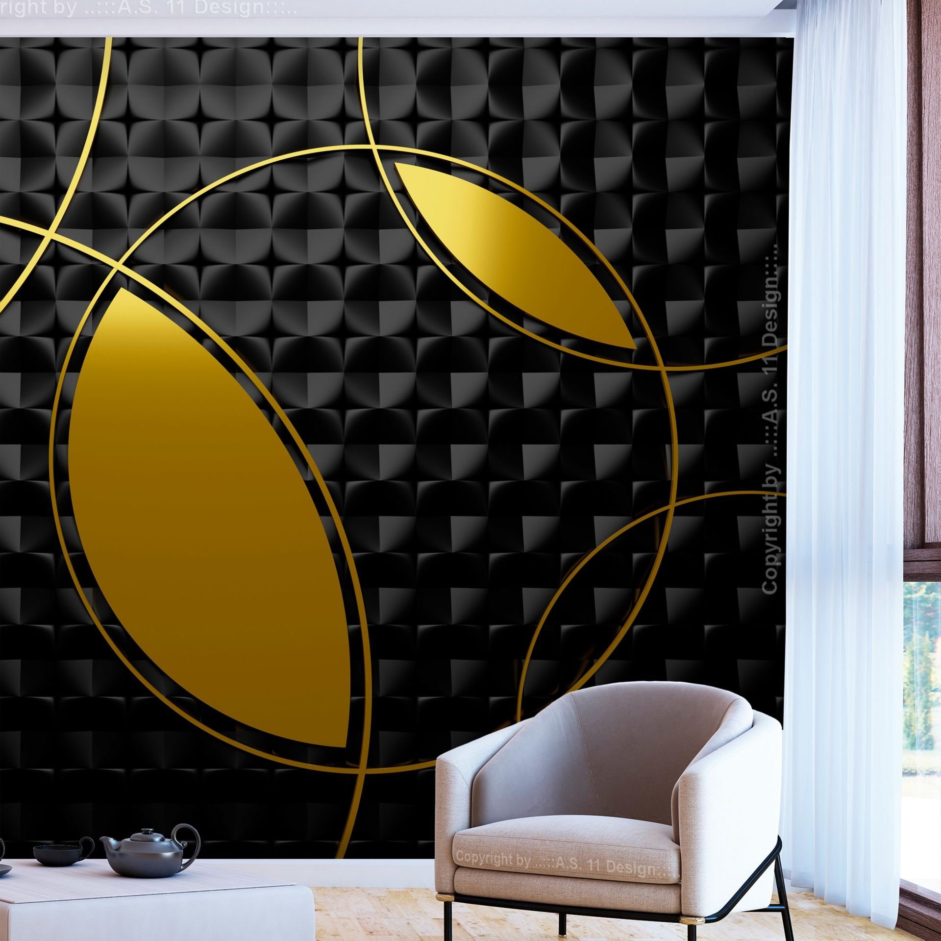 KUNSTLOFT Vliestapete Gilding Zones 1x0.7 m, Halb-matt, lichtbeständige Design Tapete