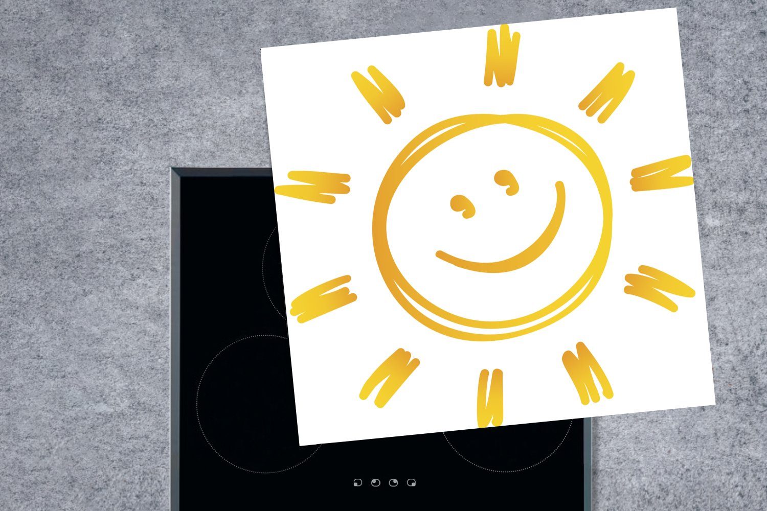 MuchoWow Herdblende-/Abdeckplatte Illustration cm, Sonne, für einer küche (1 tlg), Arbeitsplatte Ceranfeldabdeckung, Vinyl, lächelnden 78x78