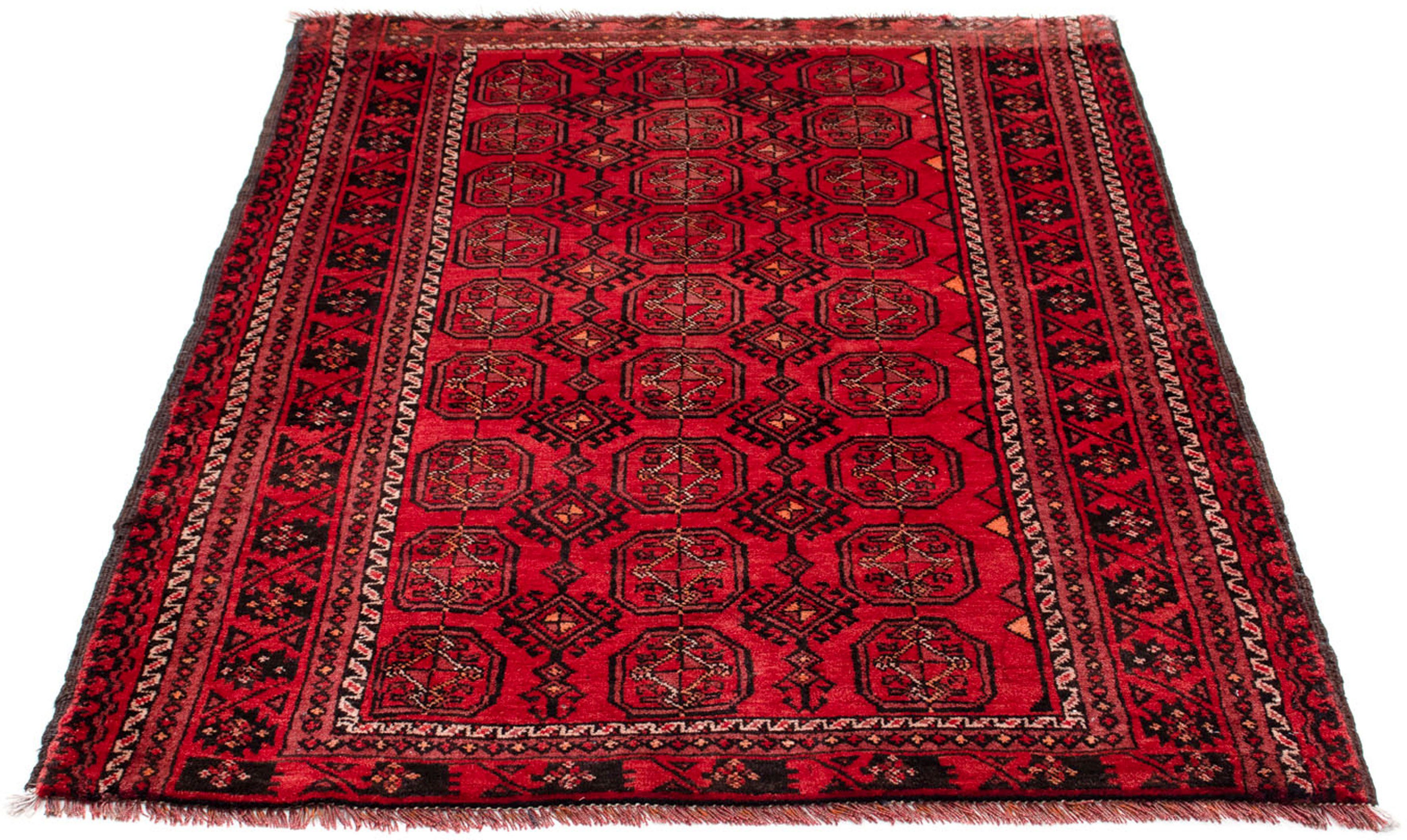 Orientteppich Belutsch - 150 x 108 cm - rot, morgenland, rechteckig, Höhe: 8 mm, Wohnzimmer, Handgeknüpft, Einzelstück mit Zertifikat