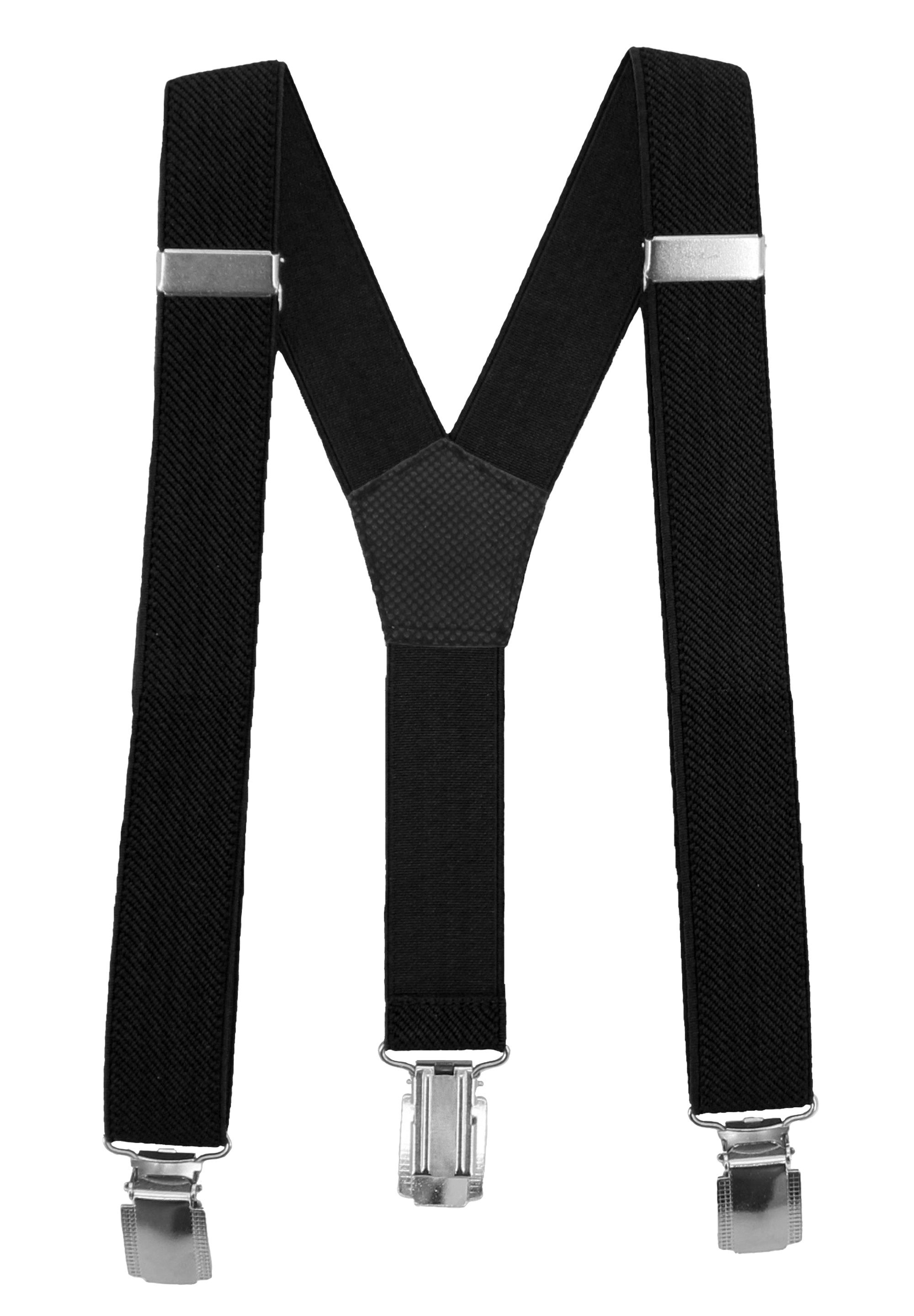 Fabio Farini Hosenträger Schmales Y-Design mit 2,5cm Breite verstellbar mit extra starken Clipverschluss, Schwarz