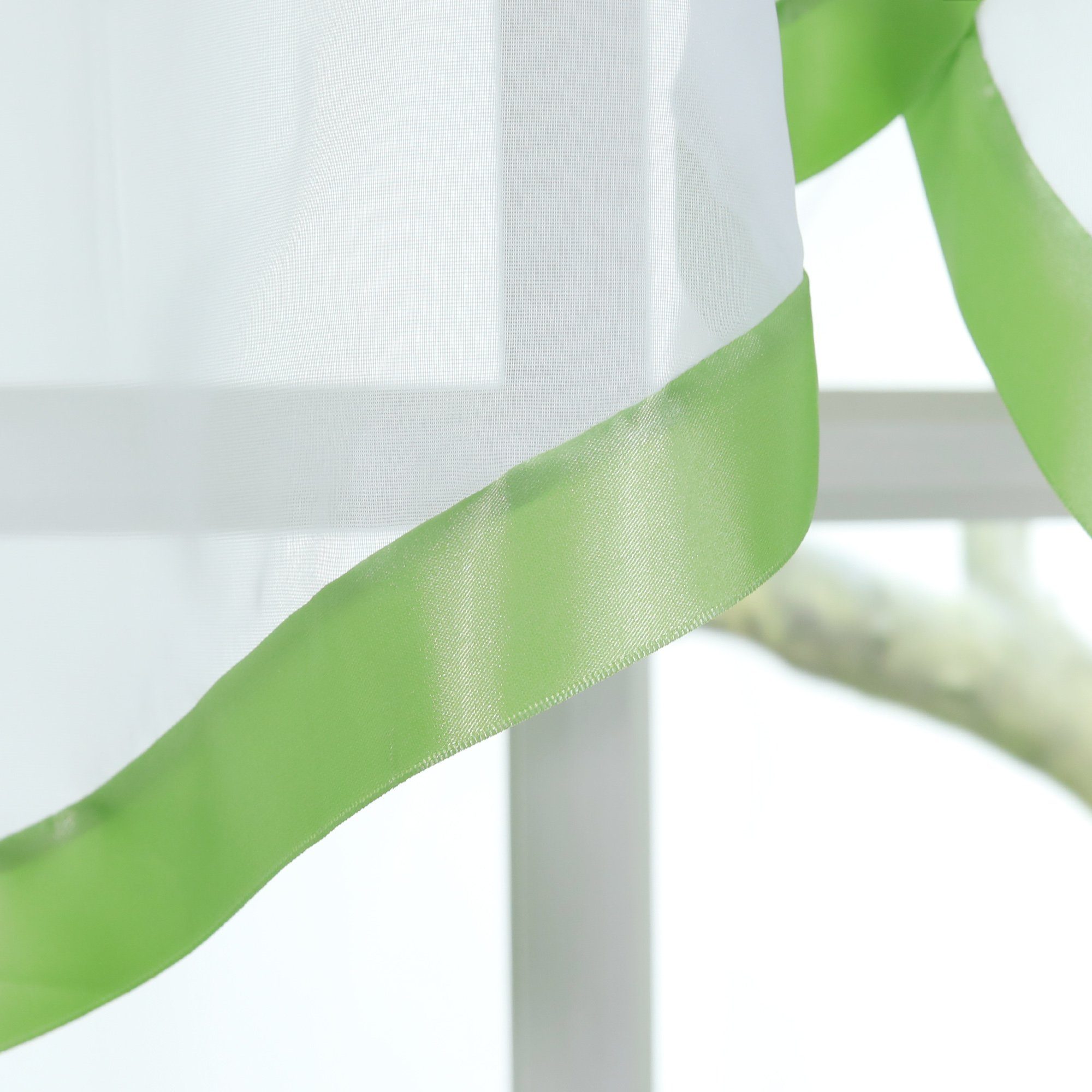 Joyswahl Scheibengardine Claudia Kuvertstore Fenstergardine im klassischen Stil (1 St), Kräuselband, transparent, Voile, Dreieckiger Abschluss mit Satinband, fü – Bild 5 von 5