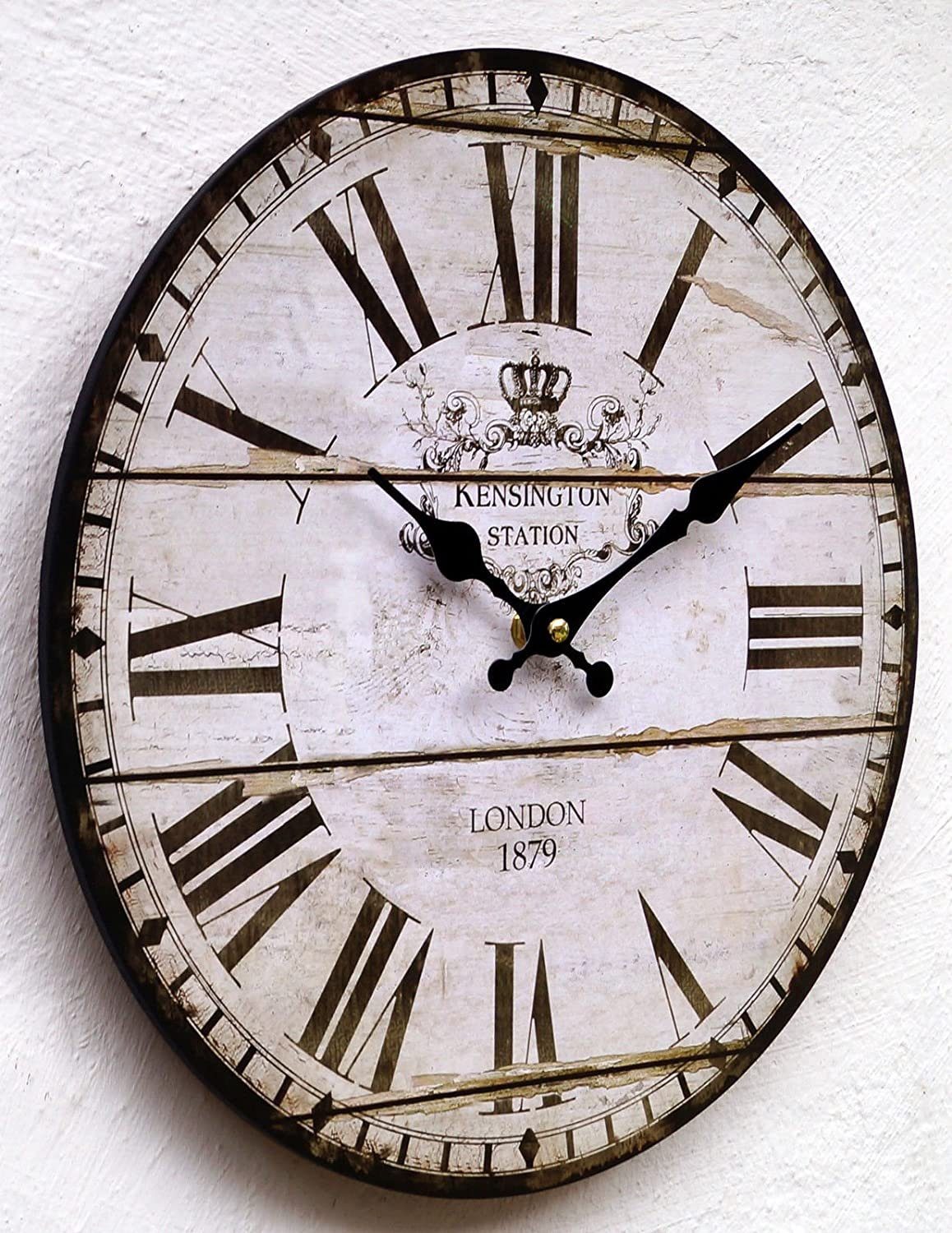 LB H&F Lilienburg Wanduhr Wanduhr ohne KEIN TICKEN still Holz Uhr Wohnzimme günstig online kaufen