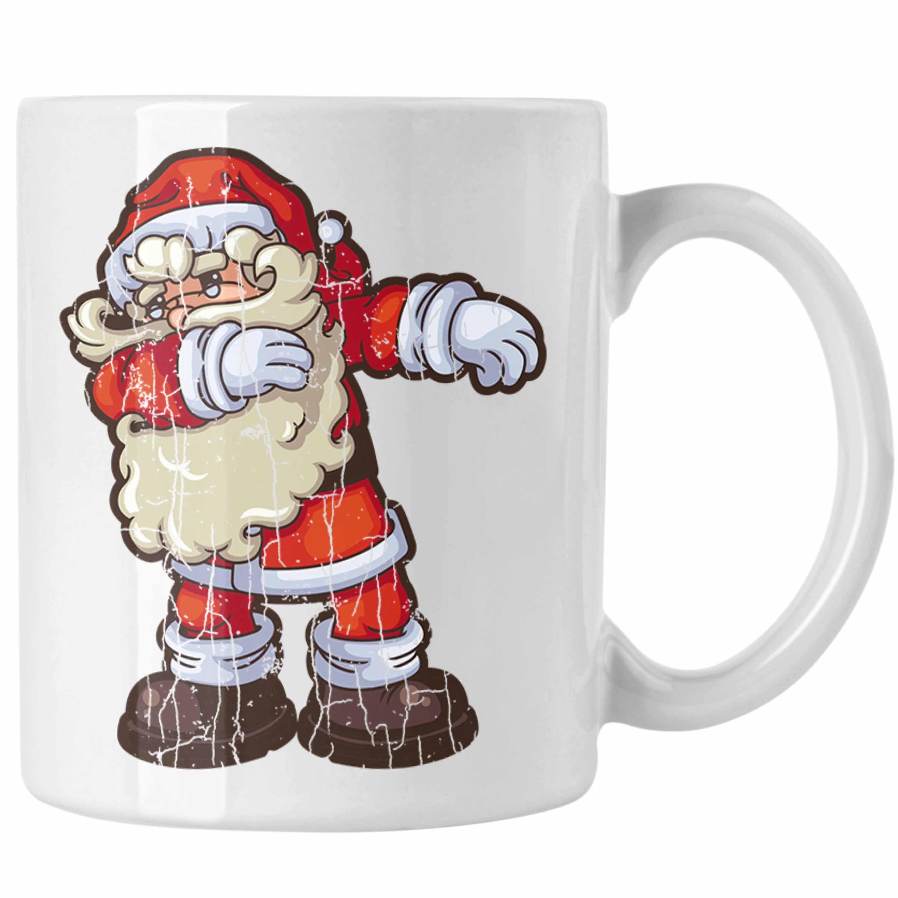 Trendation Tasse Grafik Jungen Jungs Weihnachtstasse Weihnachtsmann Kinder Mädchen Weihnachten Cute Becher Lustig Tasse - für Weiss Geschenk Trendation