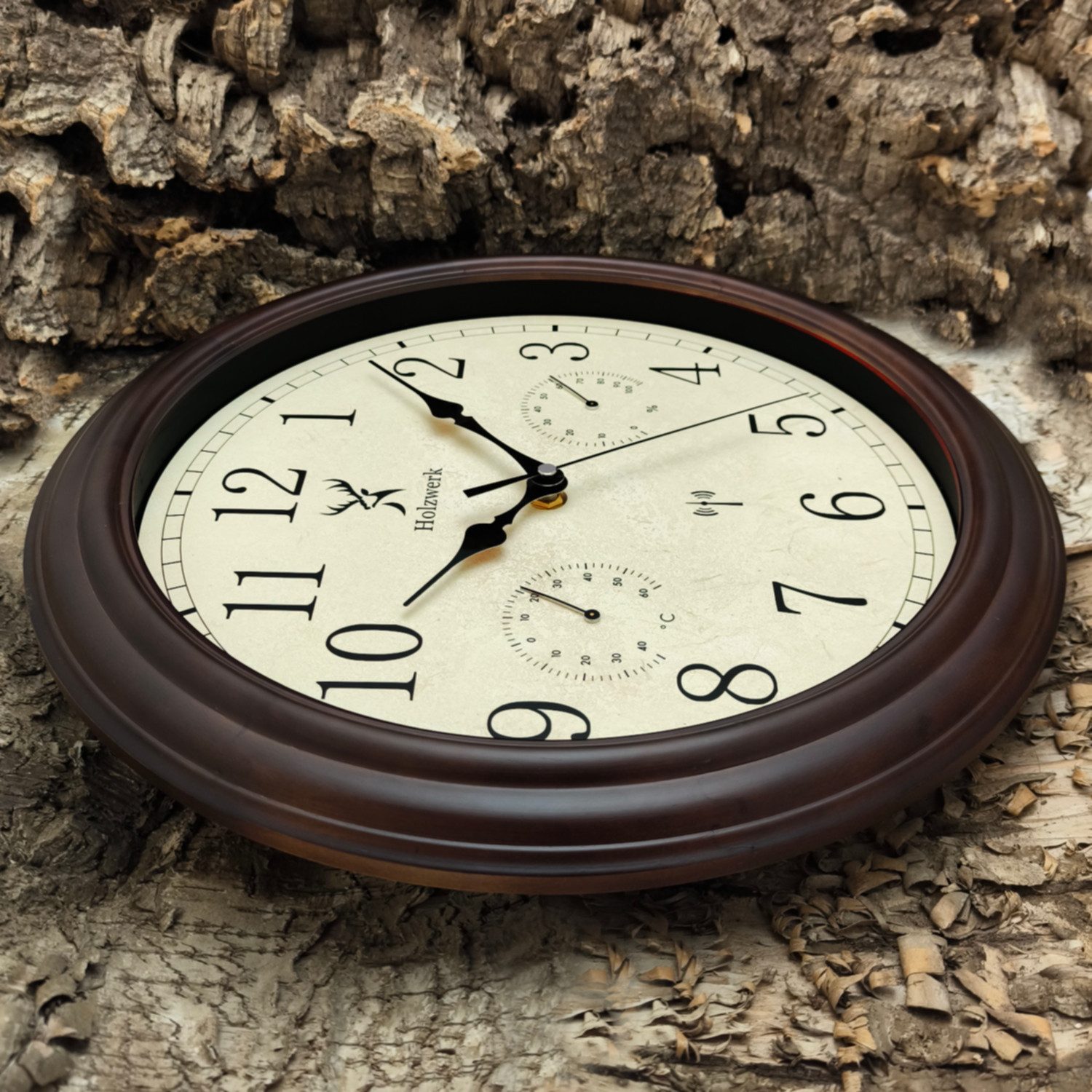 Holzwerk Funkwanduhr Vintage Retro Designer Funk Wanduhr (Nahezu lautloses günstig online kaufen