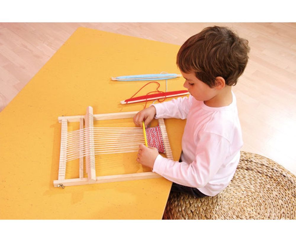 Betzold Lernspielzeug Großer Schul-Webrahmen – 30x40cm Web-Set für Kinder Basteln