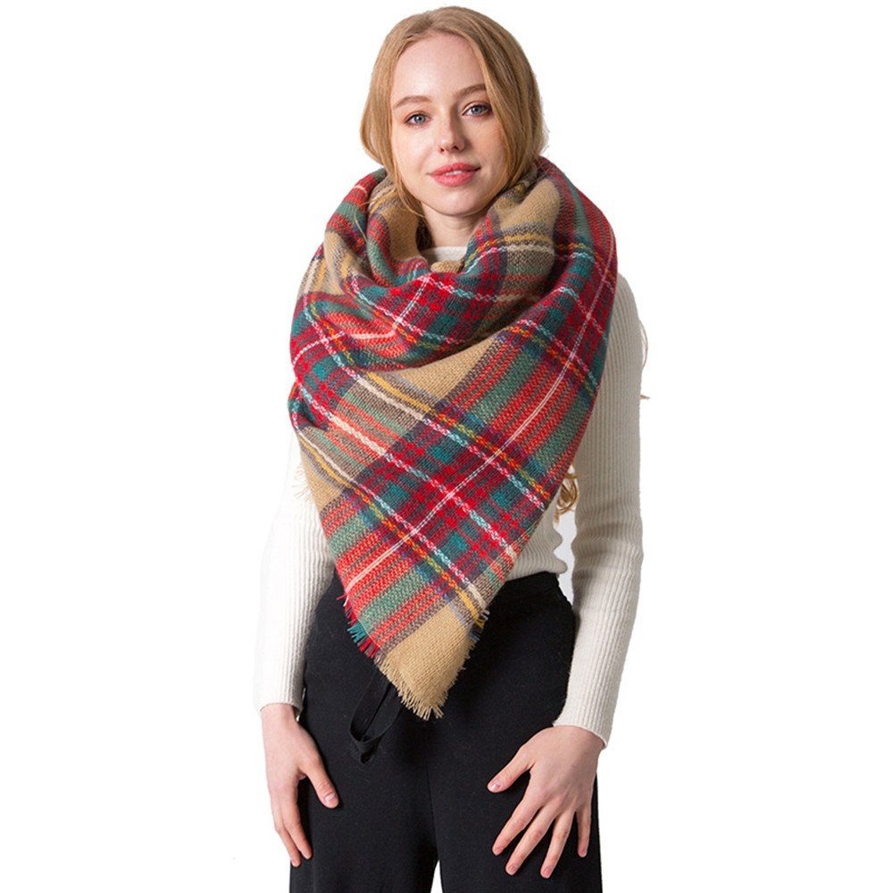 XDeer Modeschal Damen Schal Kariert übergroßer,XLDeckenschal Poncho Qualität, Winterschal Damen mit Fransen Halstuch Geschenk für Frauen