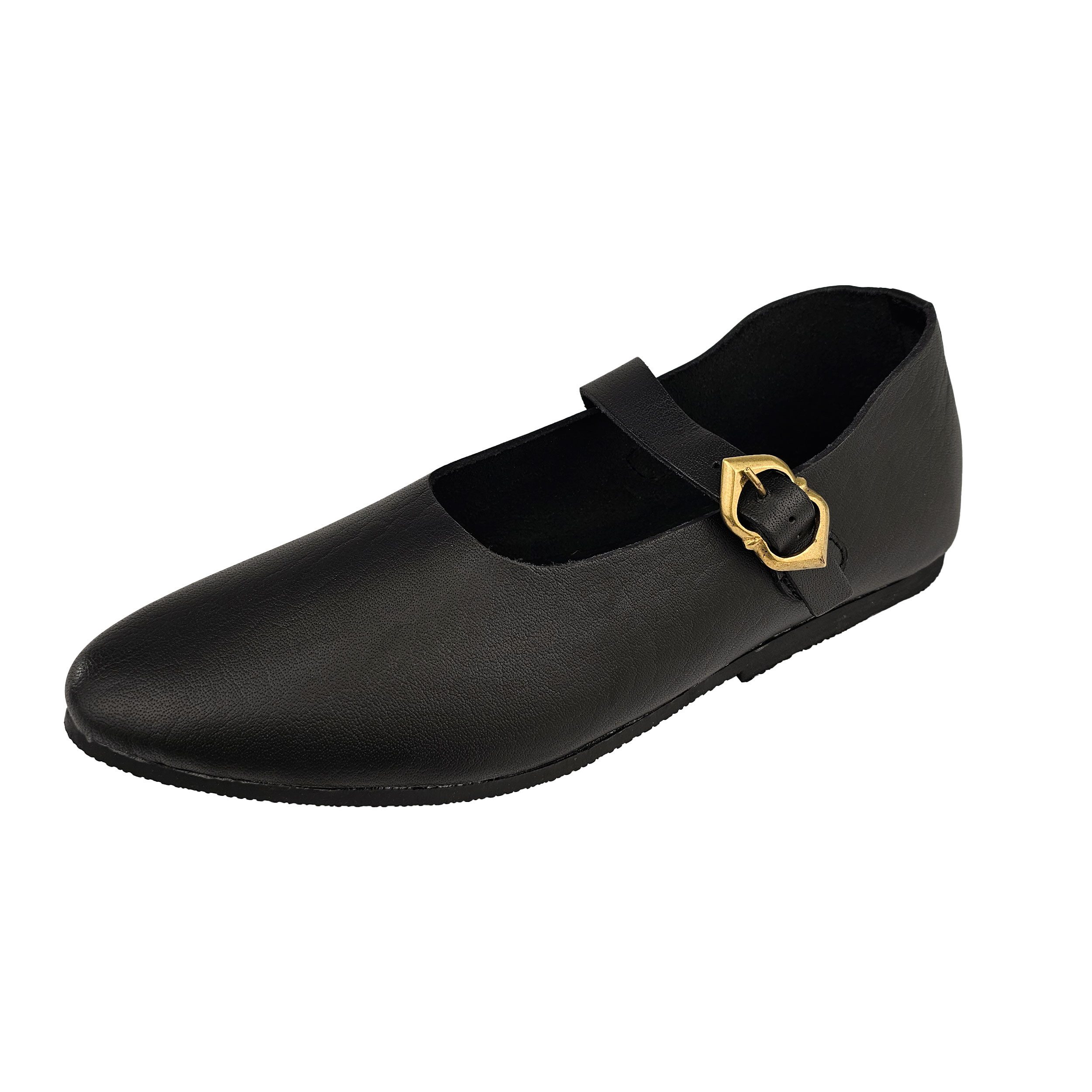 Vehi Mercatus Ritter-Kostüm Mittelalter Schuhe Damen Schwarz Riemchenschuhe