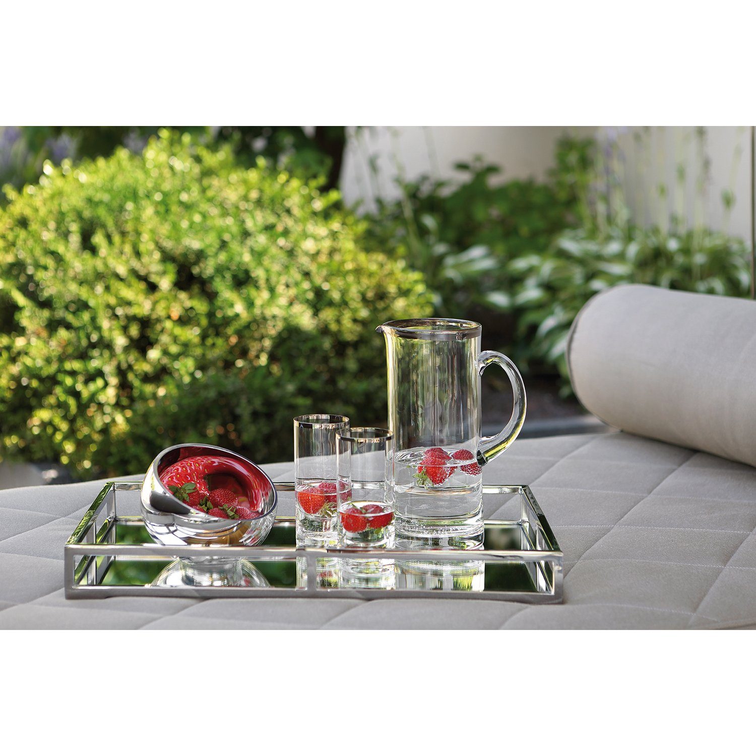 Fink Wasserkrug PLATINUM Glaskrug - H. 25 cm - silber - Glas - Wasserkaraffe, (1 Stück-tlg., 1 Stück), Wasserkrug & Getränkekaraffe für stilvolle Erfrischung