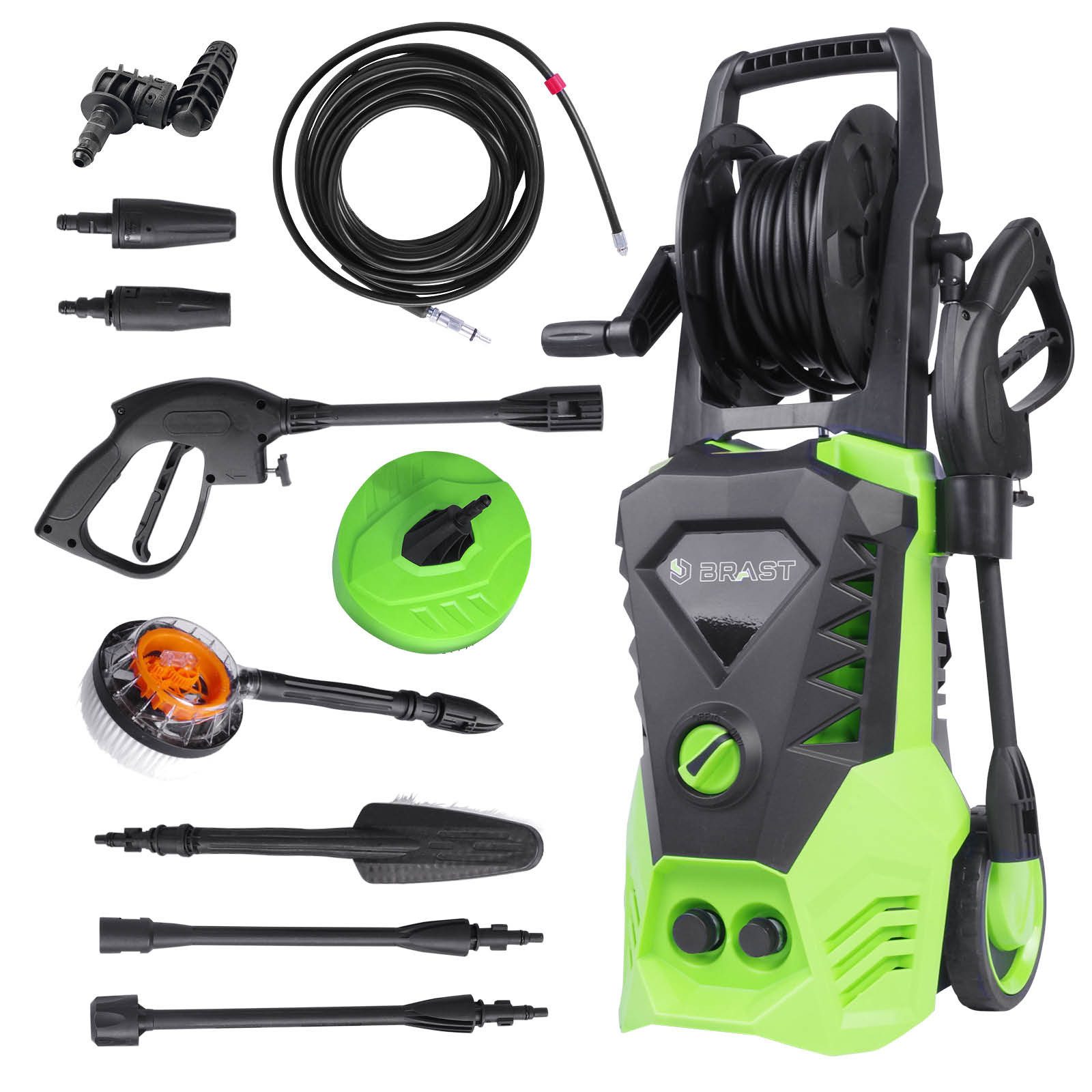 BRAST Hochdruckreiniger Elektro BRE-HDR-2400, Druck max: 180 bar, 2400 W, Fördermenge max: 450 l/h, 13-tlg. Sonderzubehör