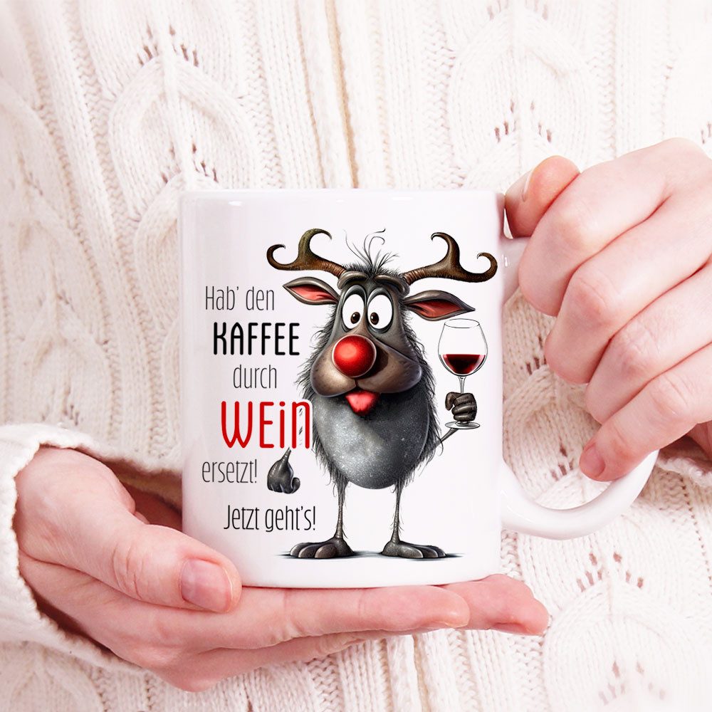 Cadouri Tasse mit Spruch KAFFEE ERSETZEN Kaffeetasse Büro Arbeit, Geschenk, Keramik, Kaffeebecher, Geschenkidee Arbeitskollege, lustig, Humor, 330 ml