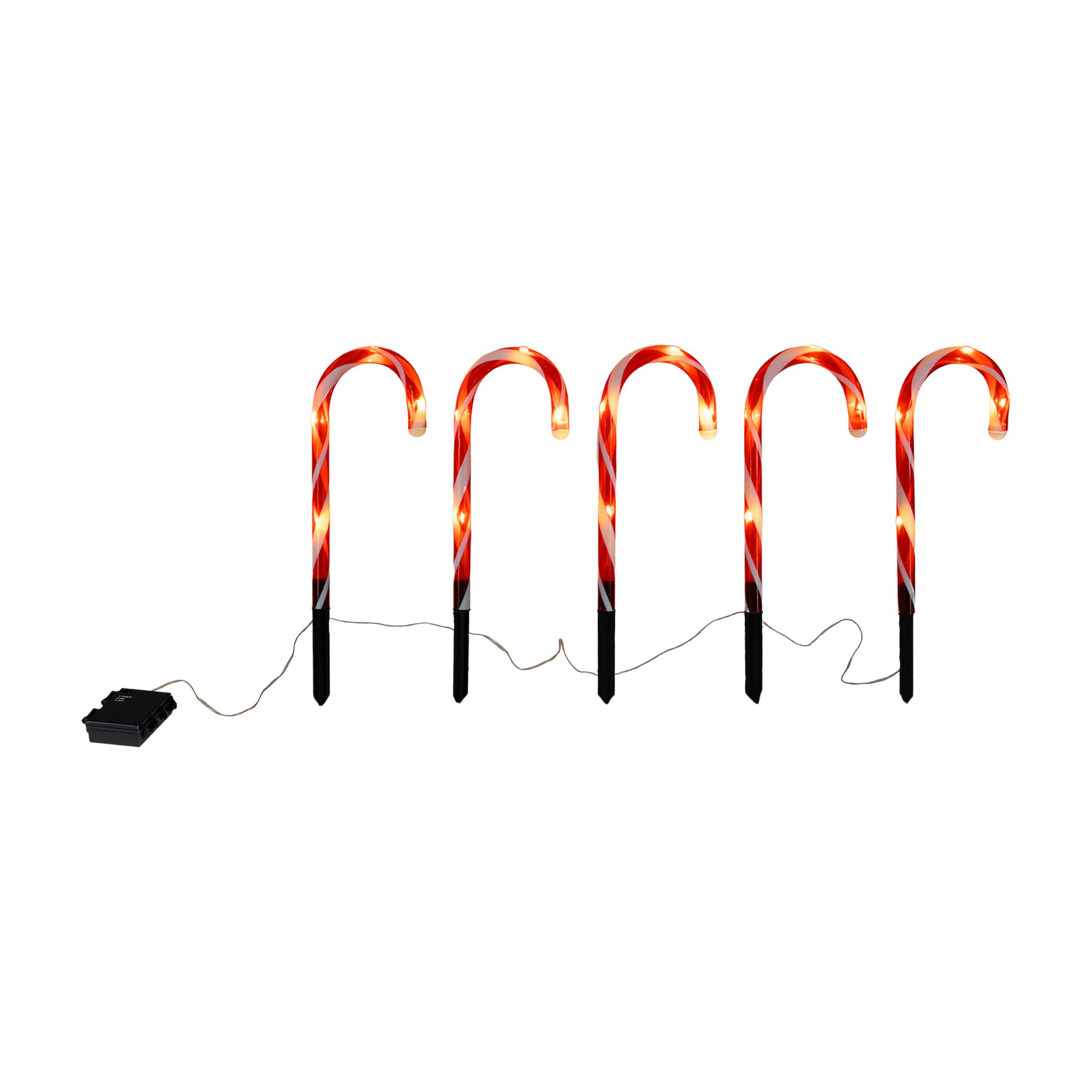 Spetebo LED Dekofigur Zuckerstange Leuchtstecker 38 cm, LED fest integriert, warm weiß, mit Timer Funktion