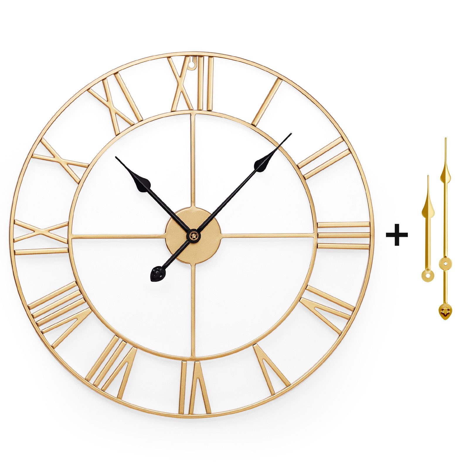 Yorbay Wanduhr Große XL aus Metall,Wohnzimmeruhr mit Romischer Ziffern Vint günstig online kaufen