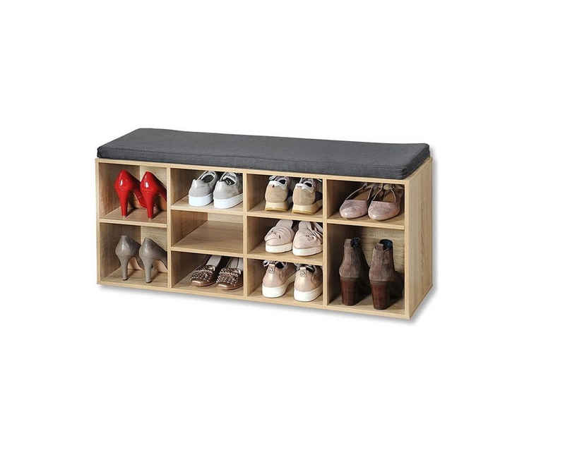 Kesper Schuhschrank mit Sitzkissen, Holzdekor, eichefarben, 103.5 x 31 x 12 cm