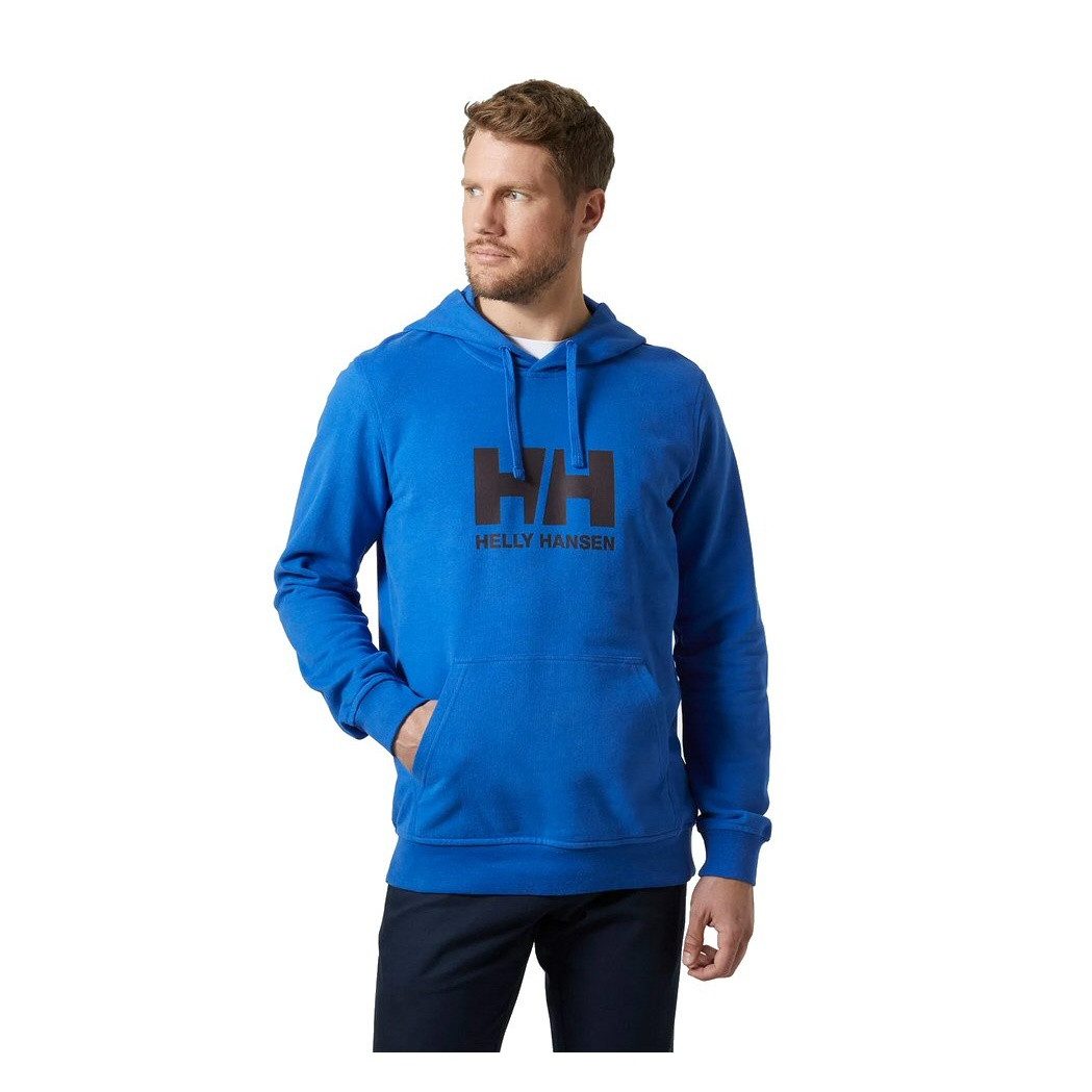 Helly Hansen Kapuzenpullover Logo Hoodie (Bio-Baumwolle) kobaltblau Herren