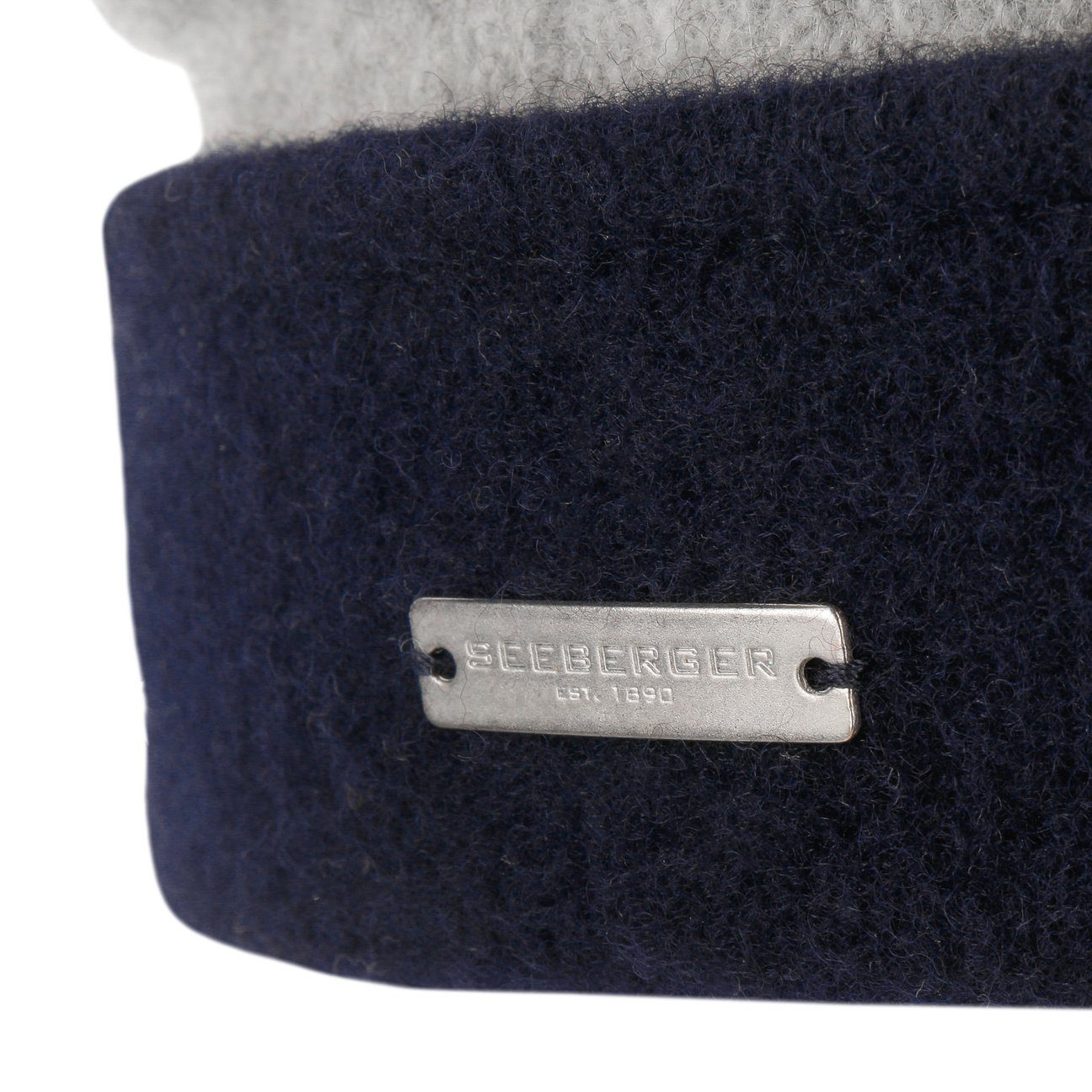 Seeberger Made in dunkelblau mit Germany (1-St) Umschlag, Wollmütze Strickmütze
