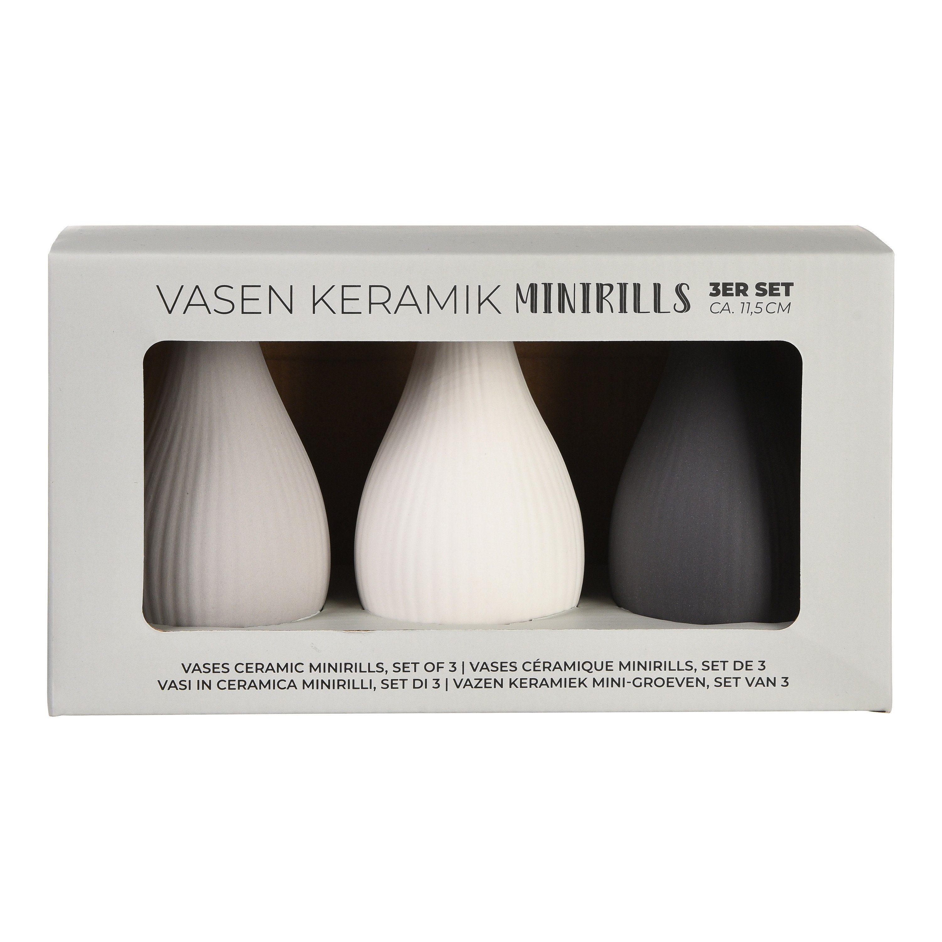 Depot Dekovase Farben) unterschiedlichen (Packung, Vasen 3 Rills Vasen-Set in